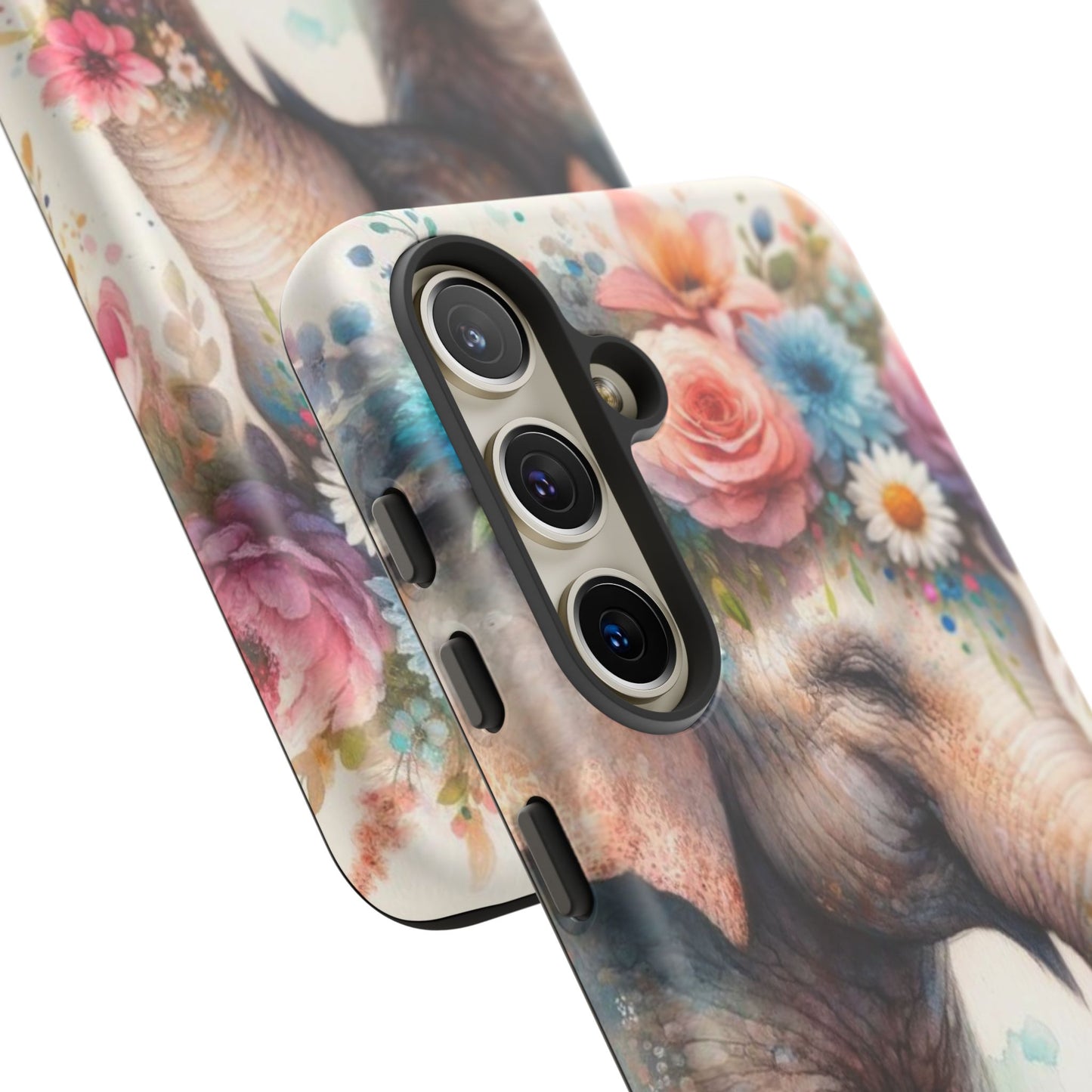 Joyful Floral Elephant Mobile Cover – Whimsical Watercolor Art