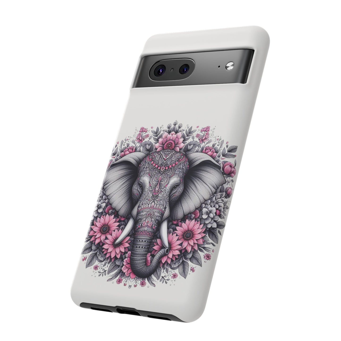 Intricate Floral Elephant Mobile Cover – Mandala-Inspired Boho Art