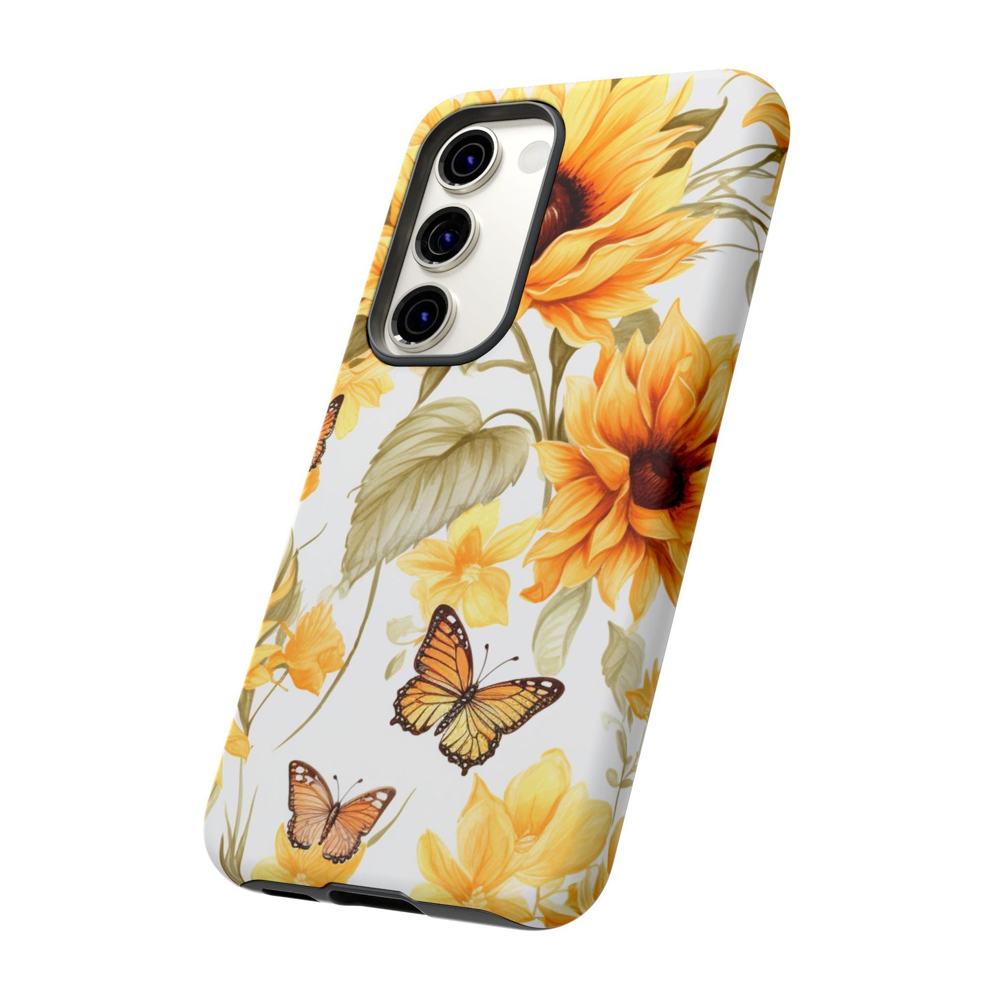 Golden Sunflower & Butterfly Phone Case – Warm & Elegant