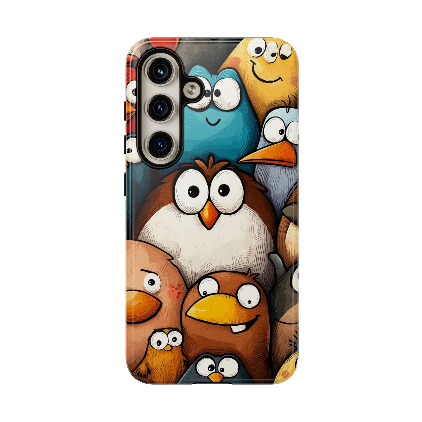Quirky Bird Squad Anime Phone Case for iPhone, Samsung, Google Pixel