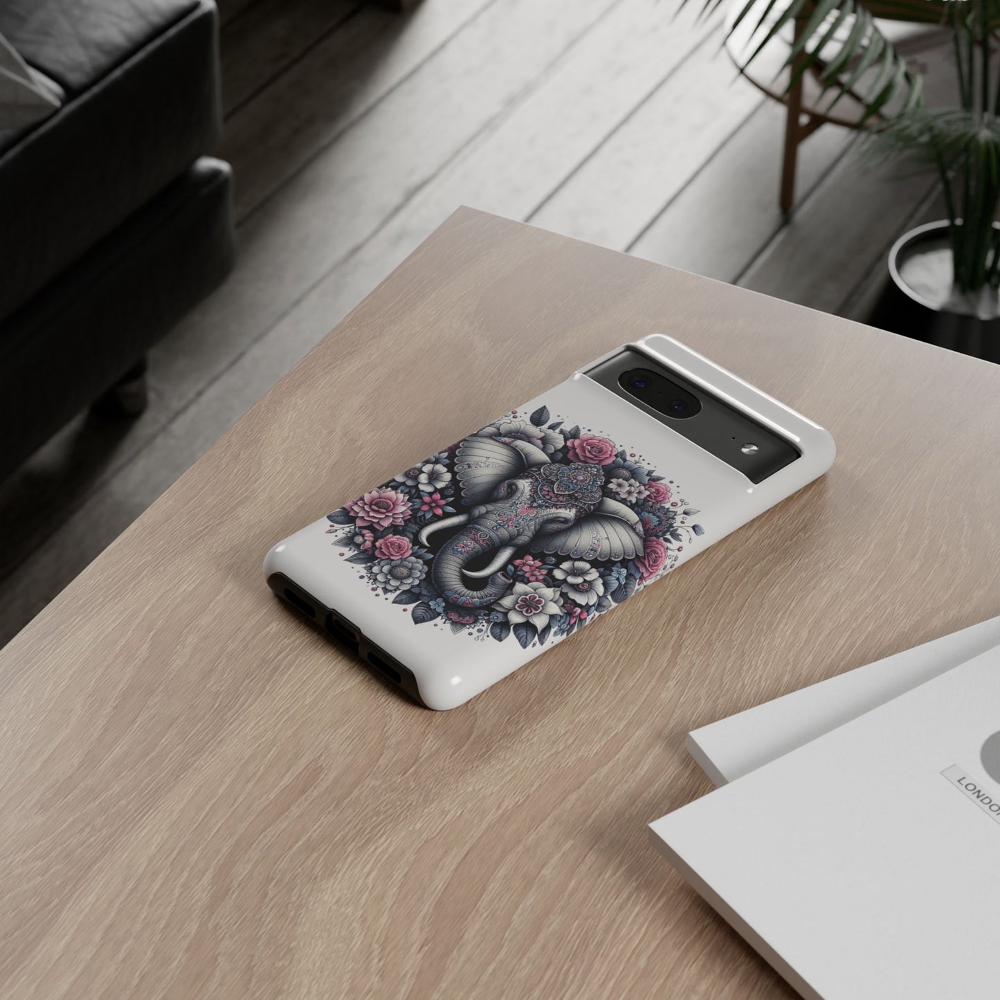 Ornate Floral Elephant Mobile Cover – Elegant Bohemian Art