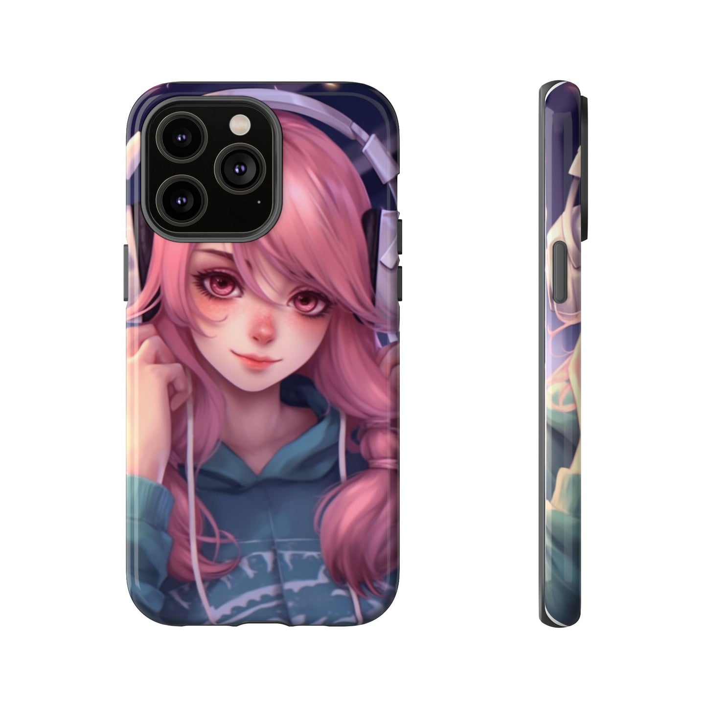 Anime Music Girl Phone Case - Cute Aesthetic Cover for iPhone, Samsung & Google Pixel, Girly Phone Case, Kawaii Lover Gift