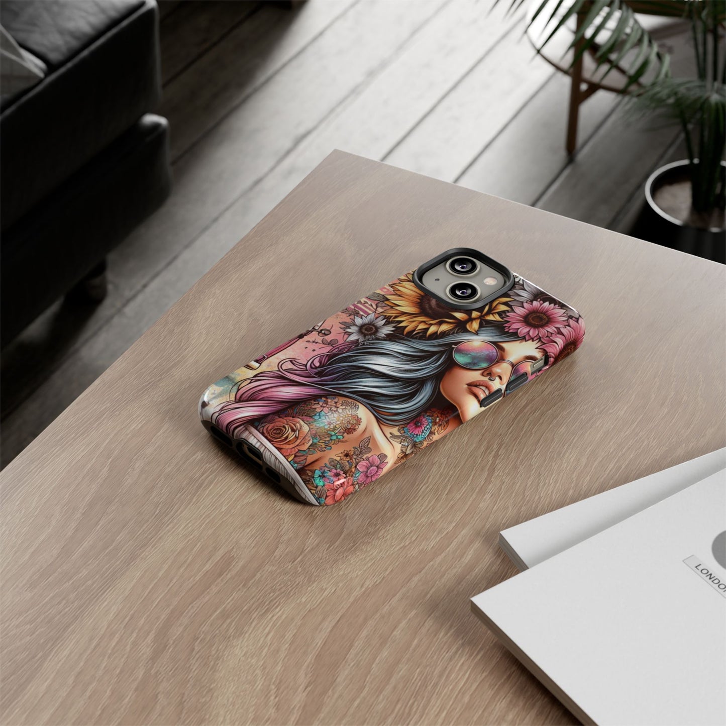 Retro Boho Wanderer – Sunflower Hippie Van Mobile Cover
