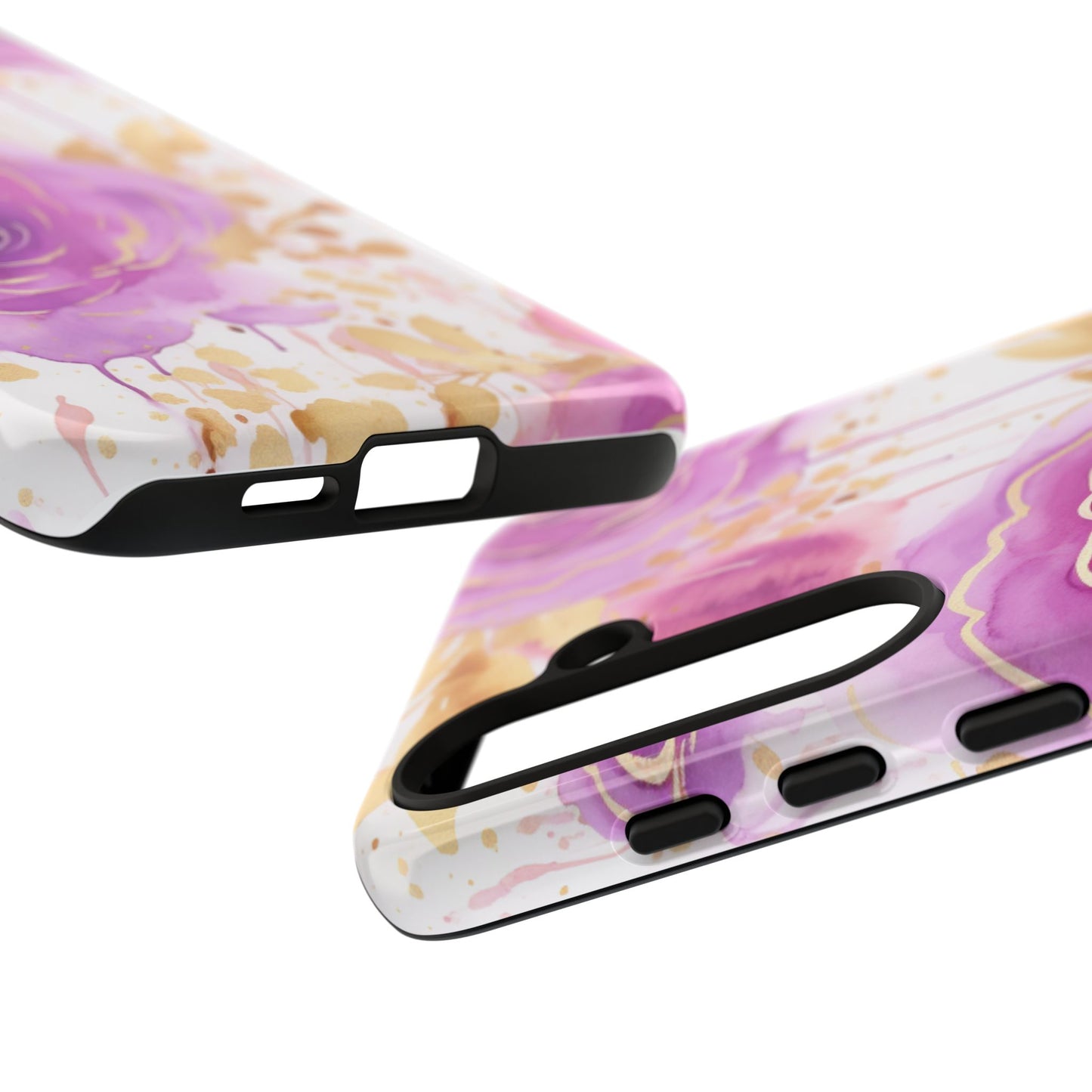 Elegant Purple-Gold Watercolor Rose Mobile Case