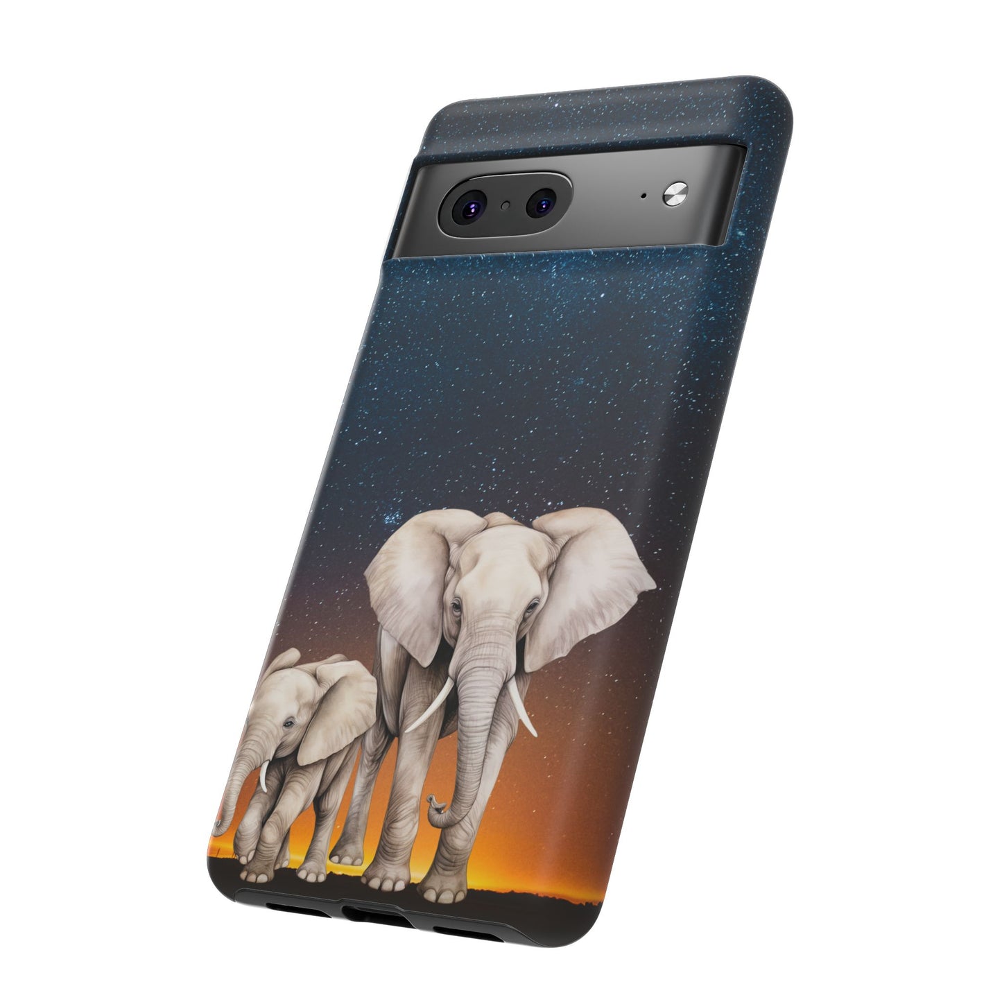 Starry Safari Elephant Family Mobile Cover – Cosmic Wildlife Aesthetic