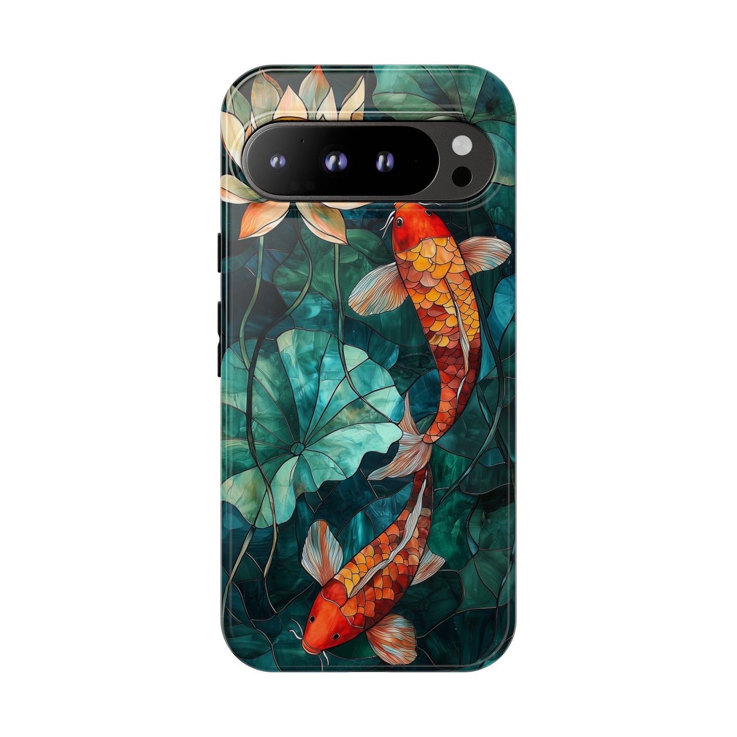 Lotus Serenity" – Koi Pond Stained Glass Case or iPhone, Samsung & Pixel