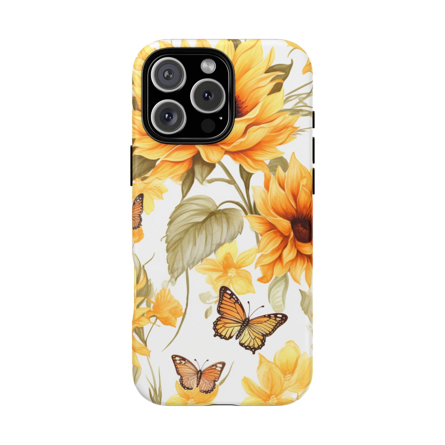 Golden Sunflower & Butterfly Phone Case – Warm & Elegant