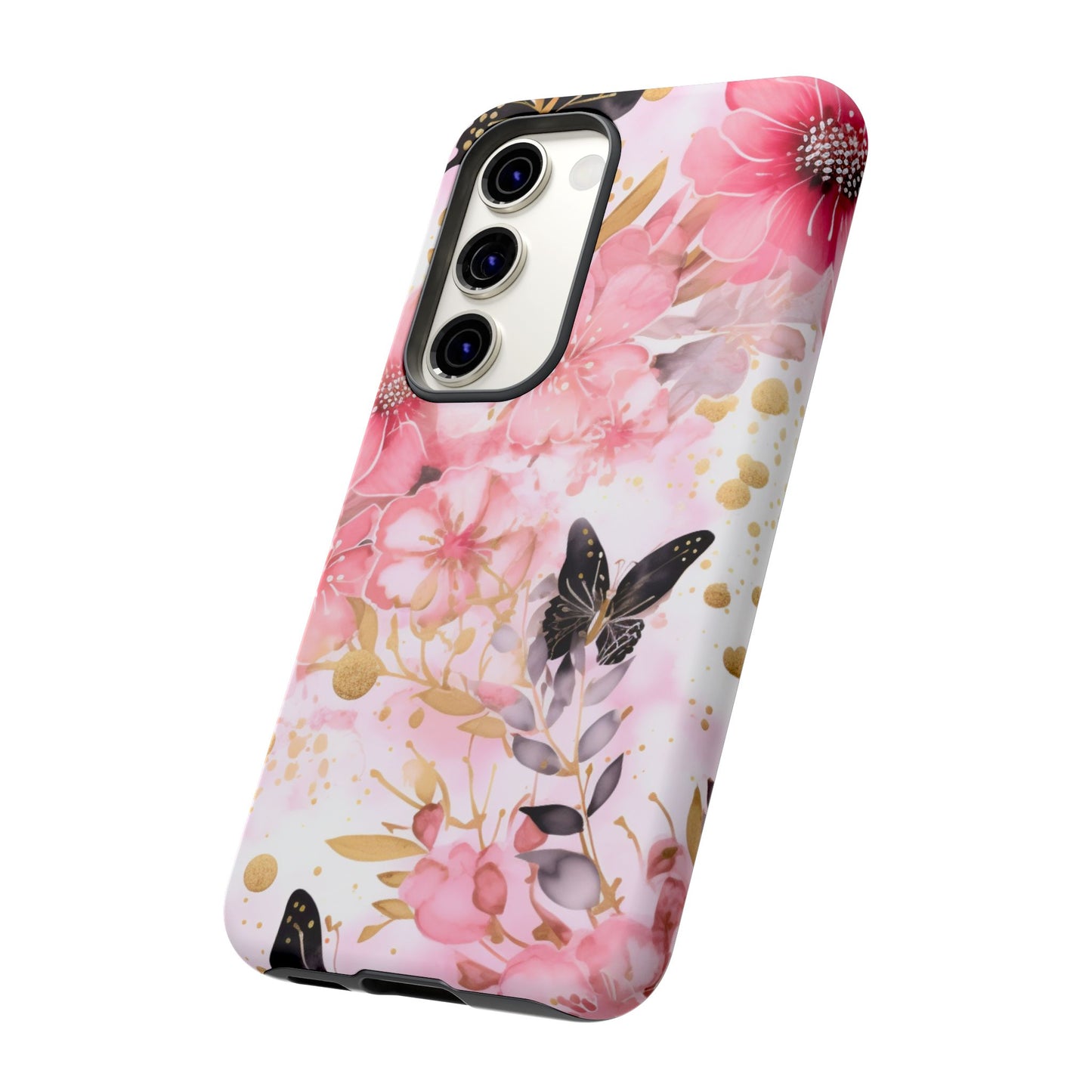 Pink Blossom & Gold Butterfly Mobile Case