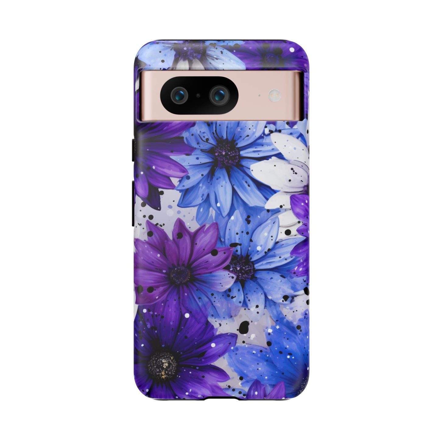 Blue & Purple Floral Splash Mobile Cover – Elegant Artistic Flowers