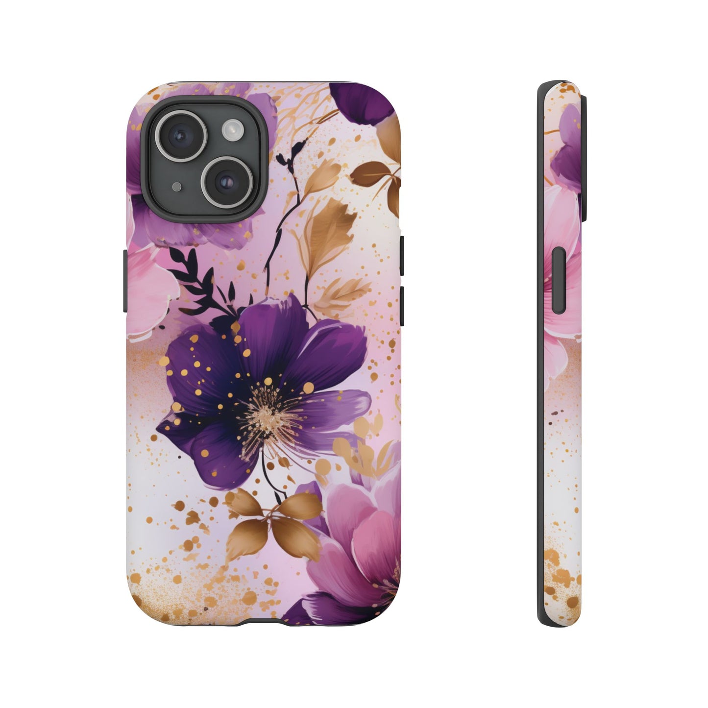 Luxury Purple & Gold Floral Aesthetic Mobile Case