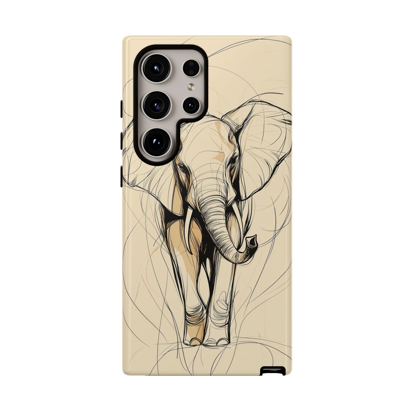 Majestic March: Dynamic Elephant Line Art Phone Case for iPhone, Samsung & Pixel