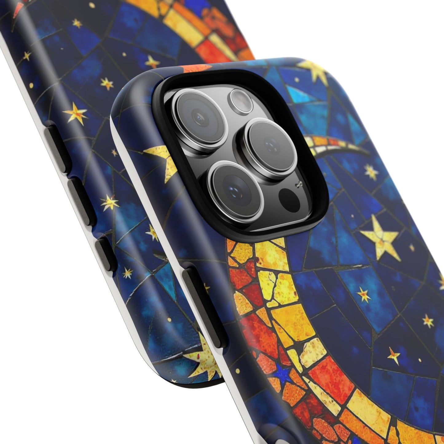 Celestial Crescent: Vibrant Moon and Stars Phone Case