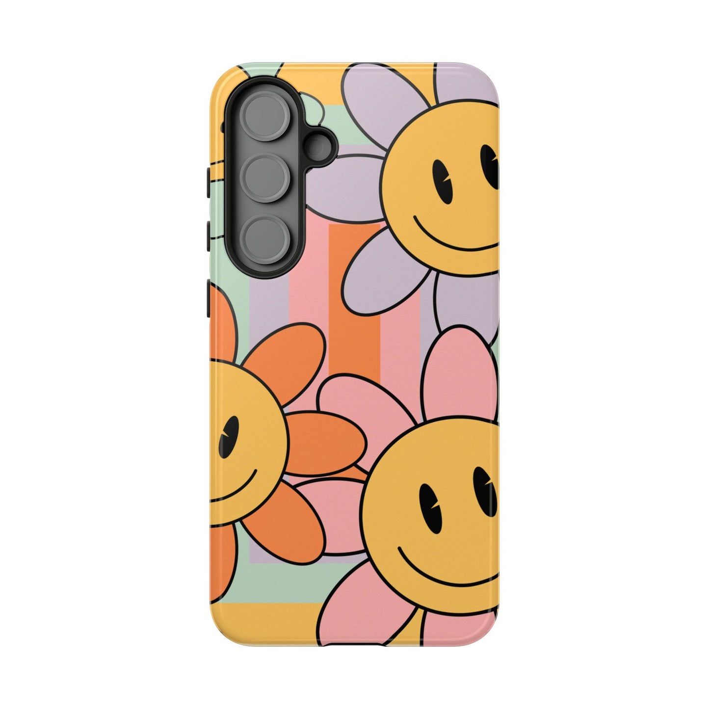 Retro Smiley Face Flower Phone Case β Cute 70s Aesthetic for iPhone, Samsung & Google Pixel