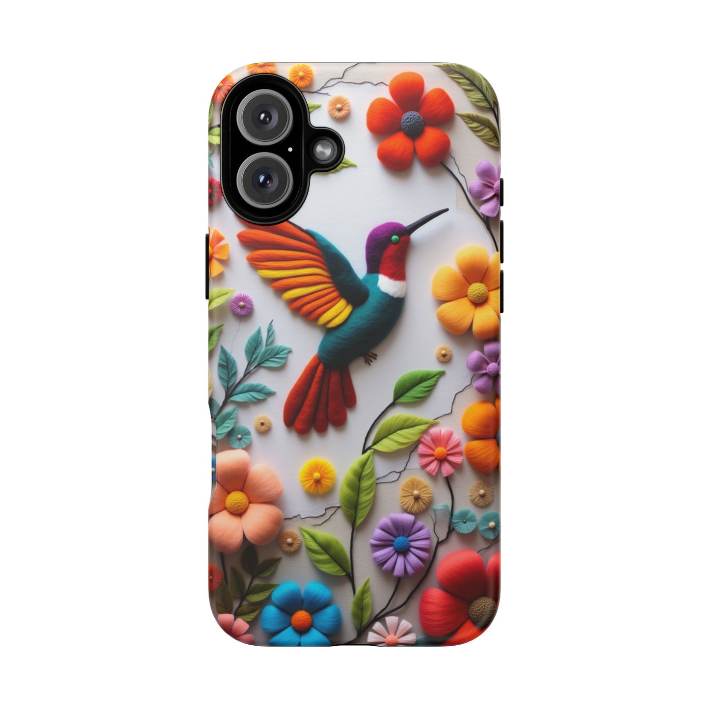 Embroidered Hummingbird with Floral Design | Nature's Elegant Stitch
