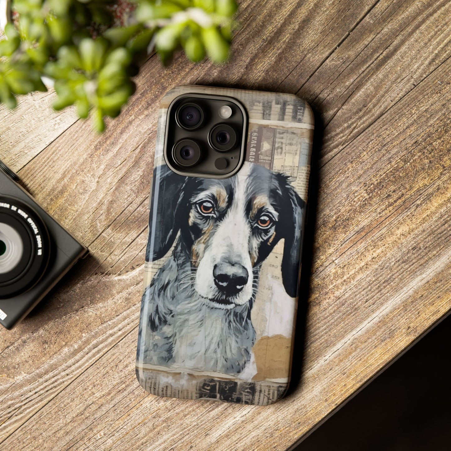 Personalized Rustic Dog Portrait – Vintage Collage Art Style