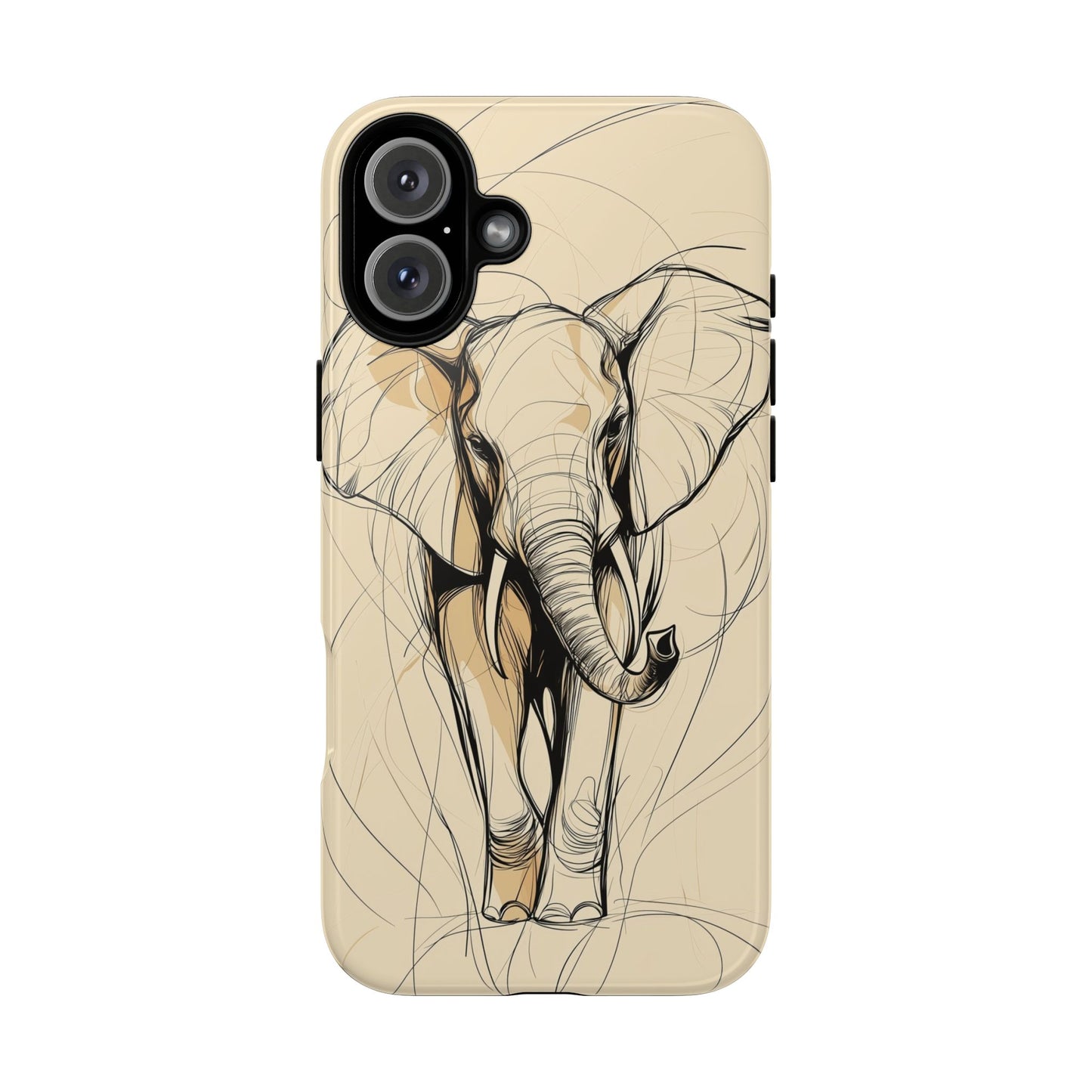 Majestic March: Dynamic Elephant Line Art Phone Case for iPhone, Samsung & Pixel