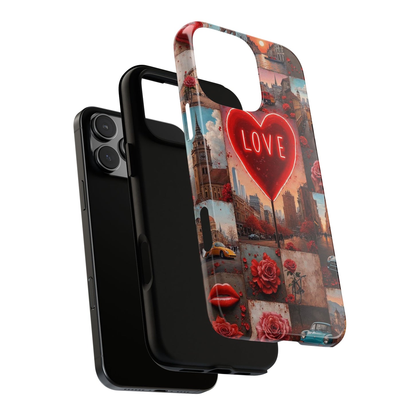 Neon Love Heart & Rose Phone Case
