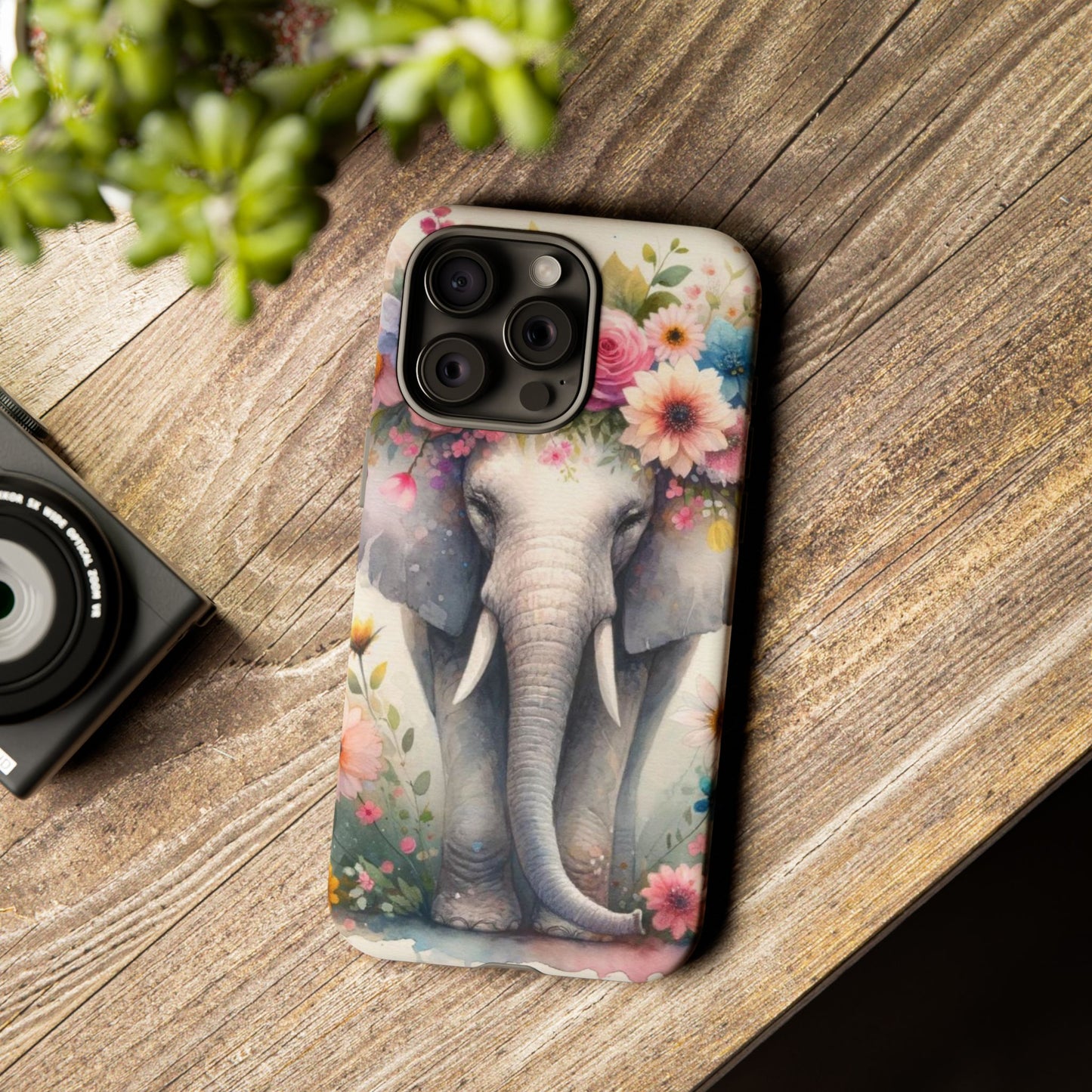 Watercolor Floral Elephant Mobile Cover – Dreamy Artistic Design