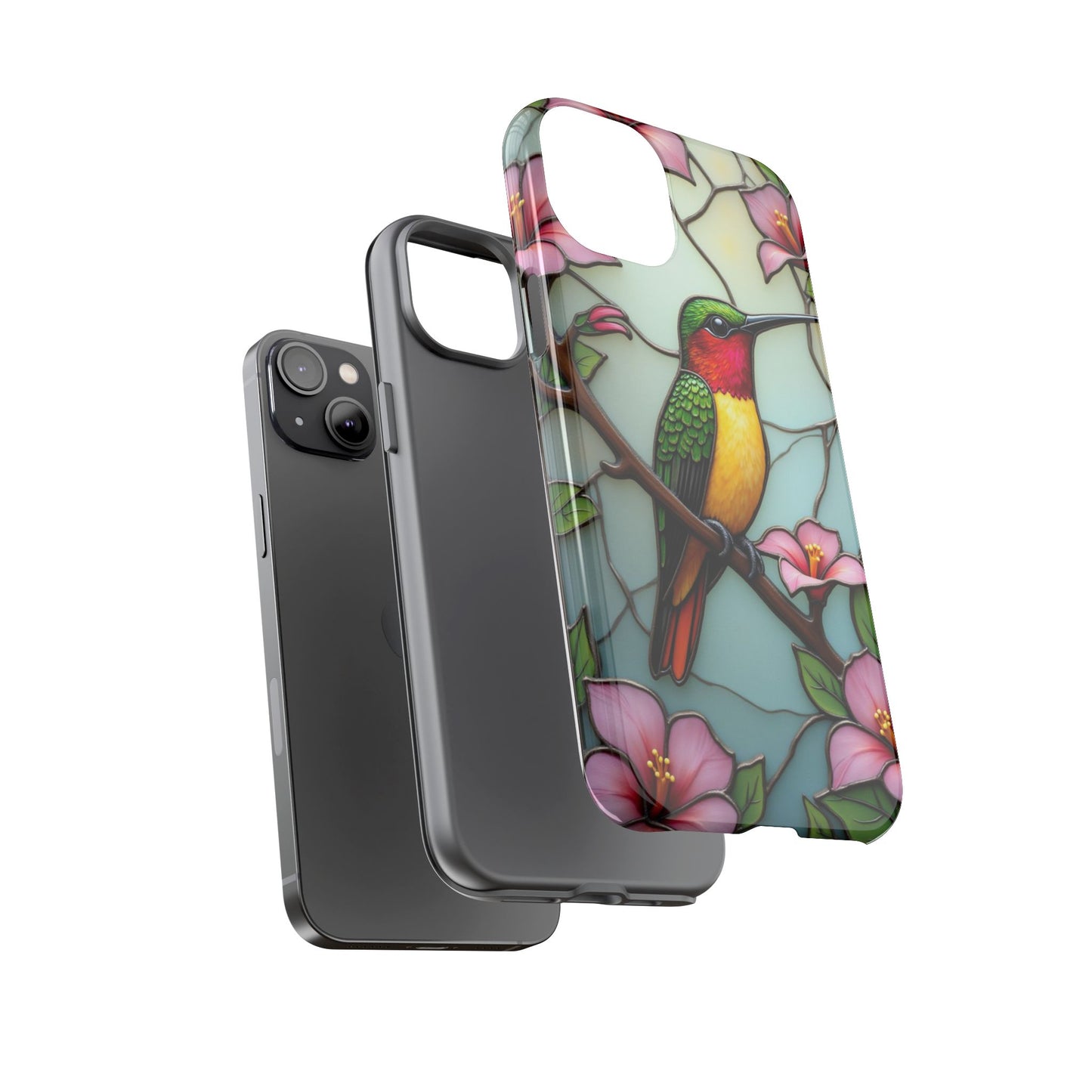 Elegant Hummingbird with Floral Mosaic | Artistic Nature Design