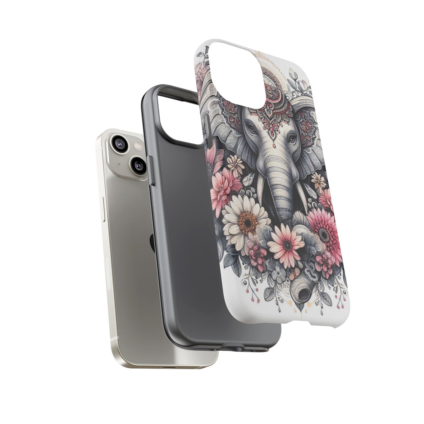 Royal Elephant Mandala Phone Case – Intricate Bohemian Floral Design