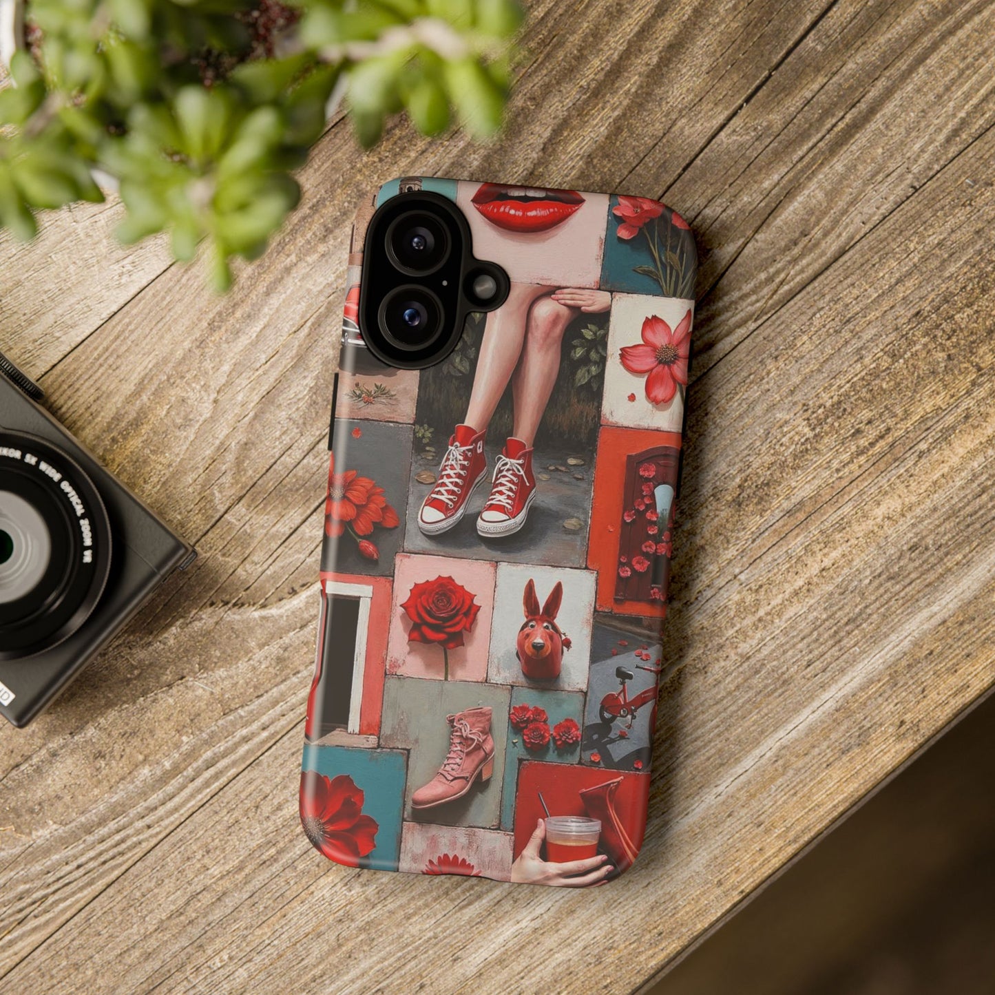 Red Sneakers & Roses Collage Phone Case