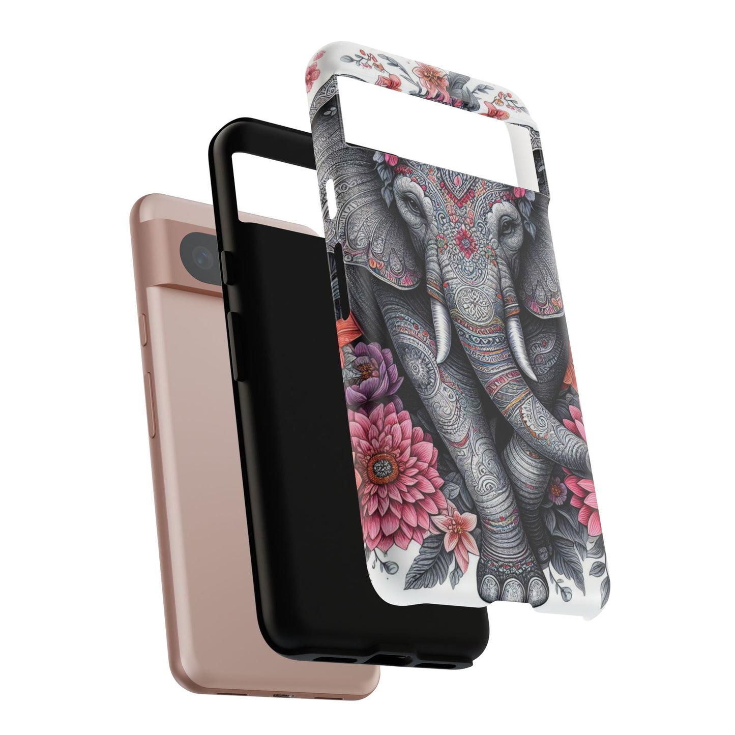 Bohemian Floral Elephant Mobile Cover – Intricate Mandala Art