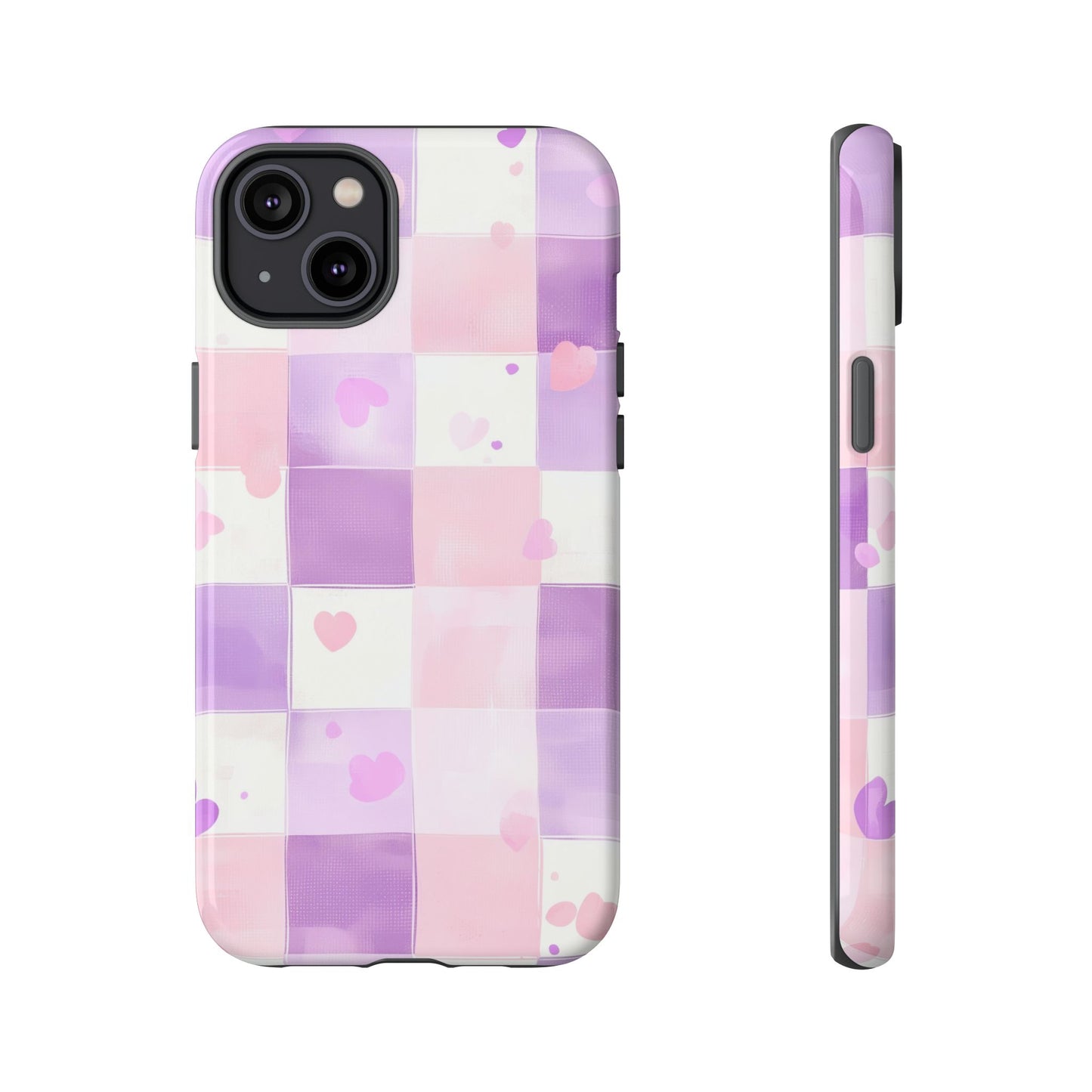 Kawaii Heart Gingham Phone Case for iPhone, Samsung, Google Pixel