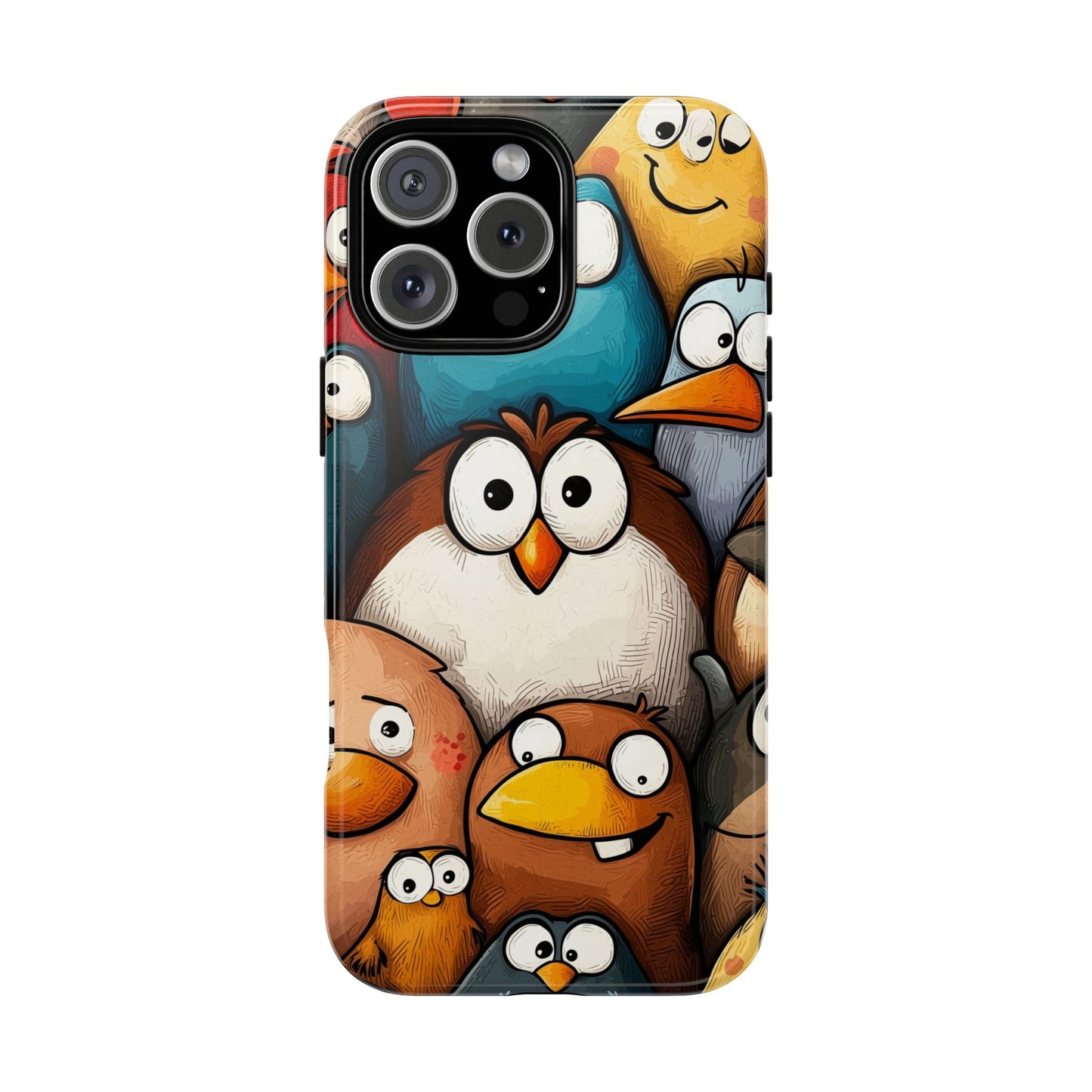 Quirky Bird Squad Anime Phone Case for iPhone, Samsung, Google Pixel