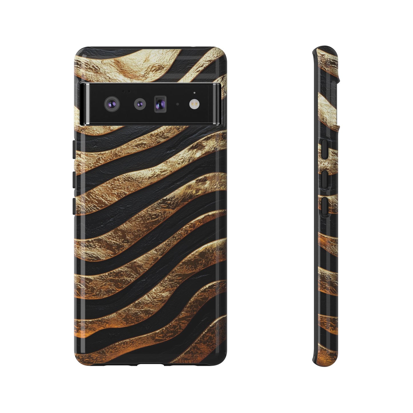 Luxury Black & Gold Zebra Stripes Phone Case for iPhone, Samsung & Google Pixel