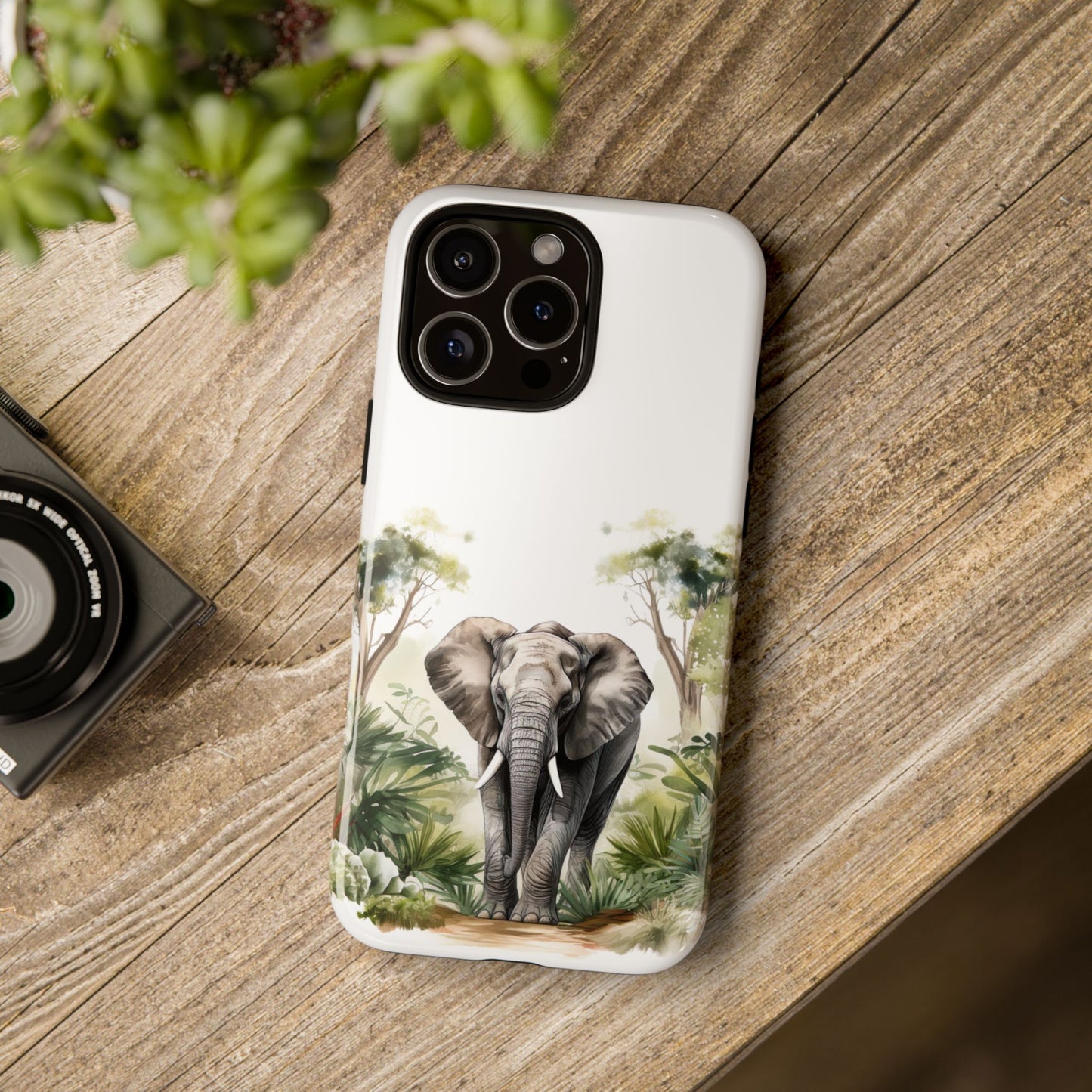 Serene Jungle Elephant Mobile Cover – Watercolor Wildlife Design