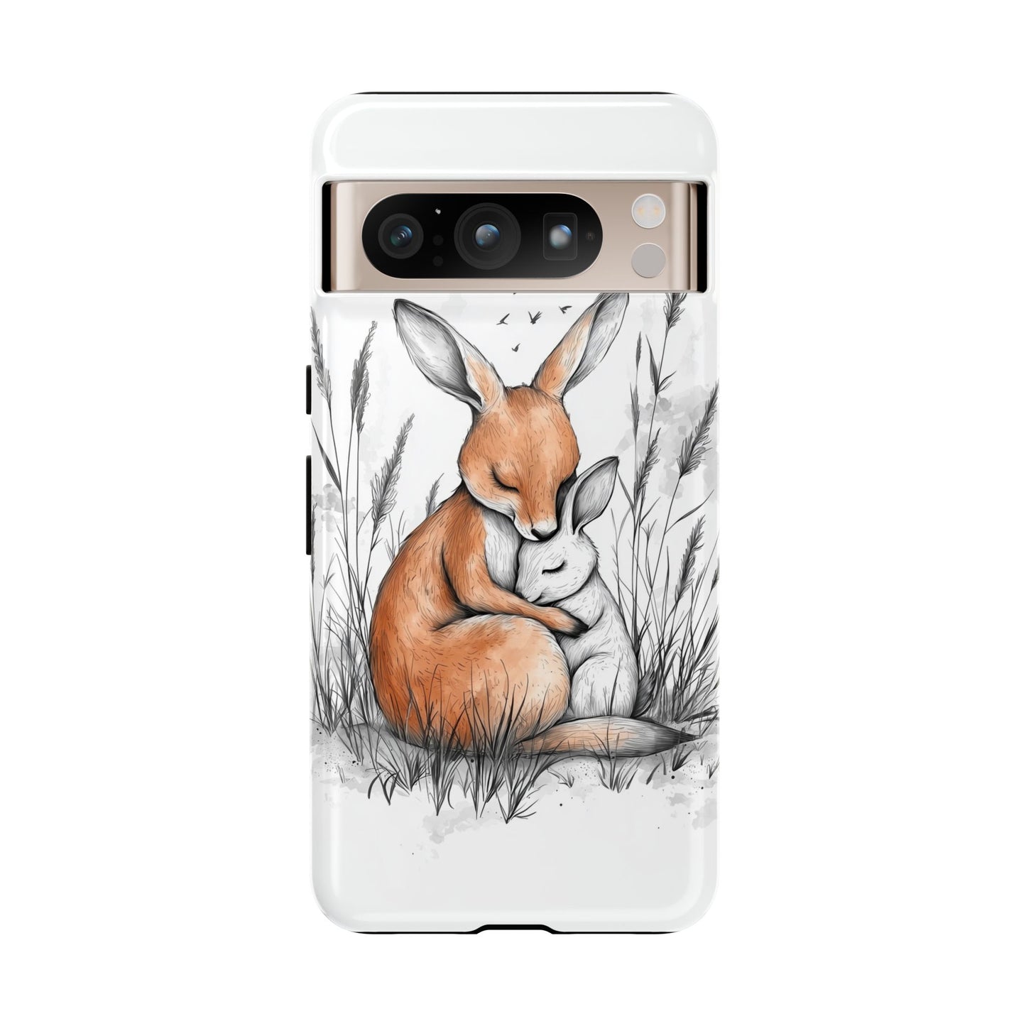 Bunny Embrace: Watercolor Woodland Hug Phone Case for iPhone, Samsung & Pixel