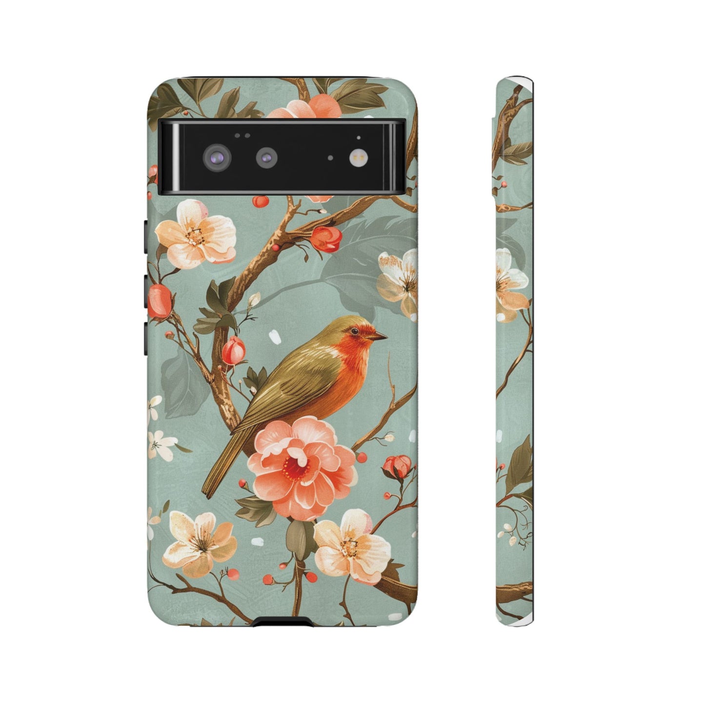 Floral Bird Phone Case - Elegant Nature-Inspired Cover for iPhone, Samsung & Google Pixel