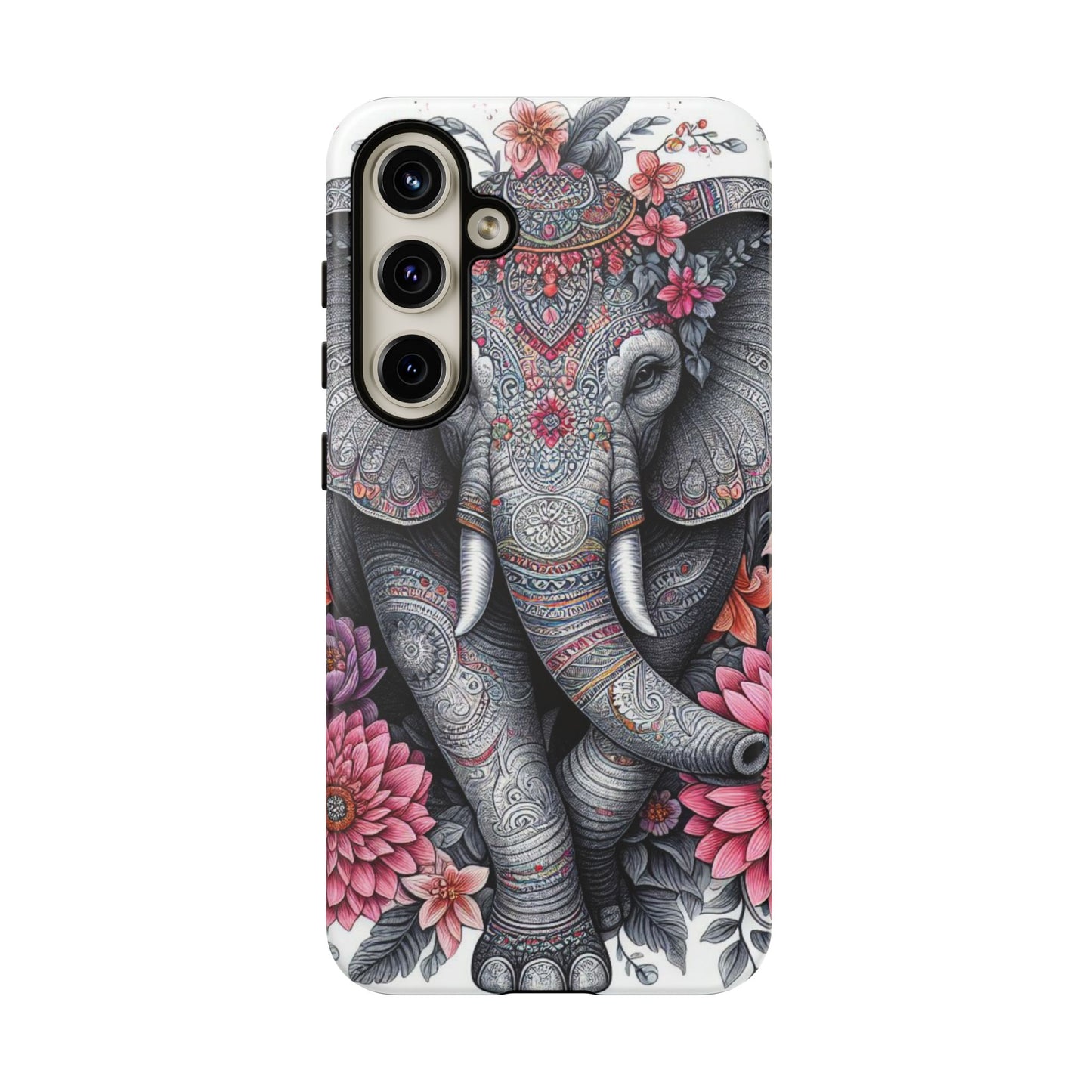 Bohemian Floral Elephant Mobile Cover – Intricate Mandala Art