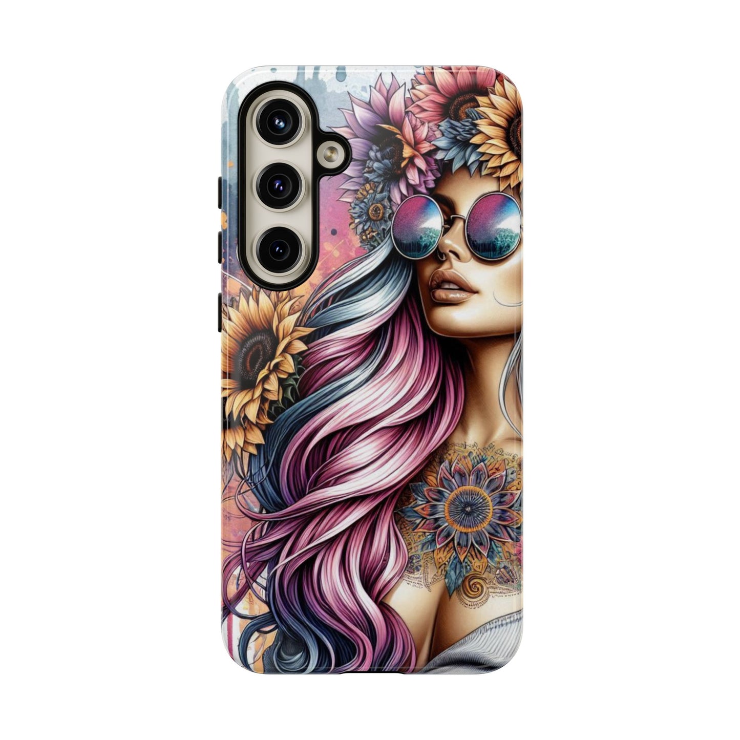Bohemian Sunflower Queen – Retro Floral Fantasy Mobile Cover
