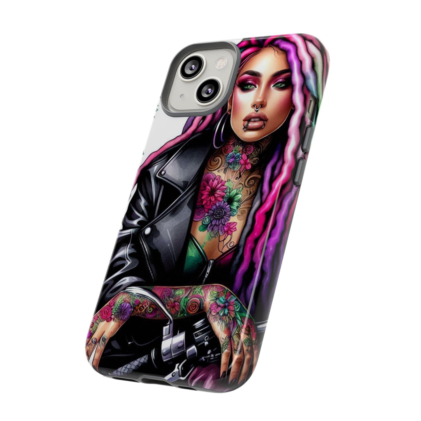 Neon Rebel – Vibrant Biker Queen Mobile Cover