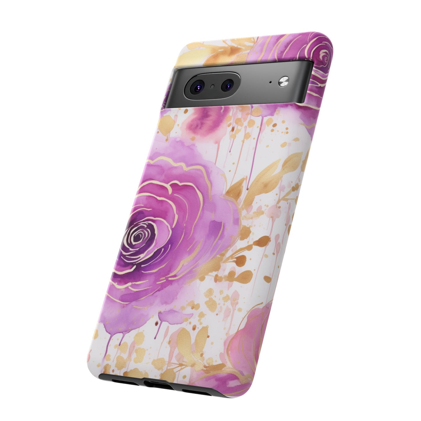 Elegant Purple-Gold Watercolor Rose Mobile Case
