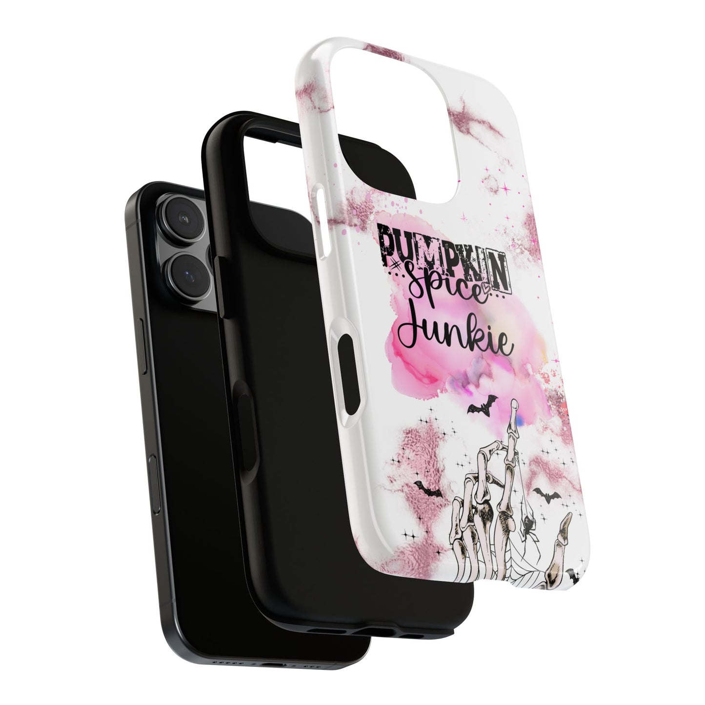 Pumpkin Spice Junkie Phone Case - Fall Aesthetic Cover for iPhone, Samsung & Google Pixel, Skeleton Hand Phone Case, Watercolor Phone Cover, Girly Phone Case