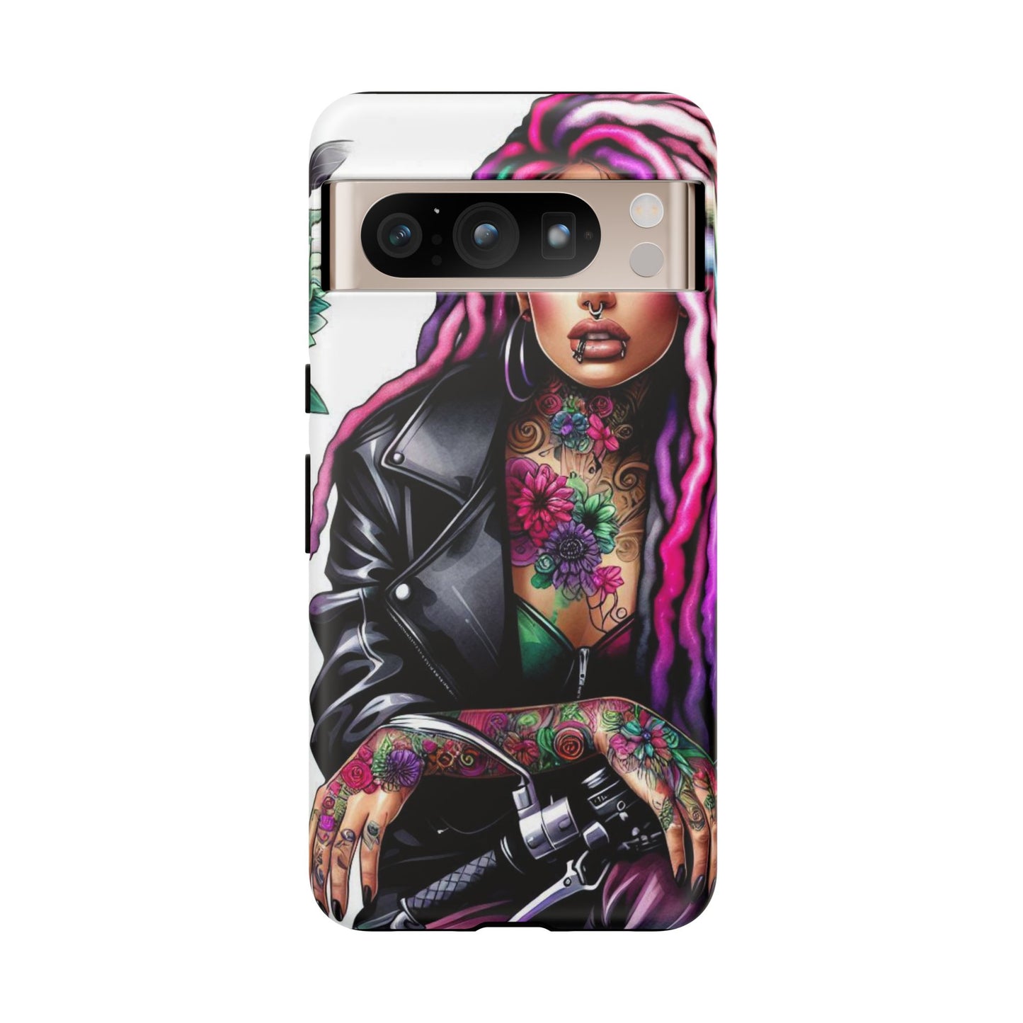 Neon Rebel – Vibrant Biker Queen Mobile Cover