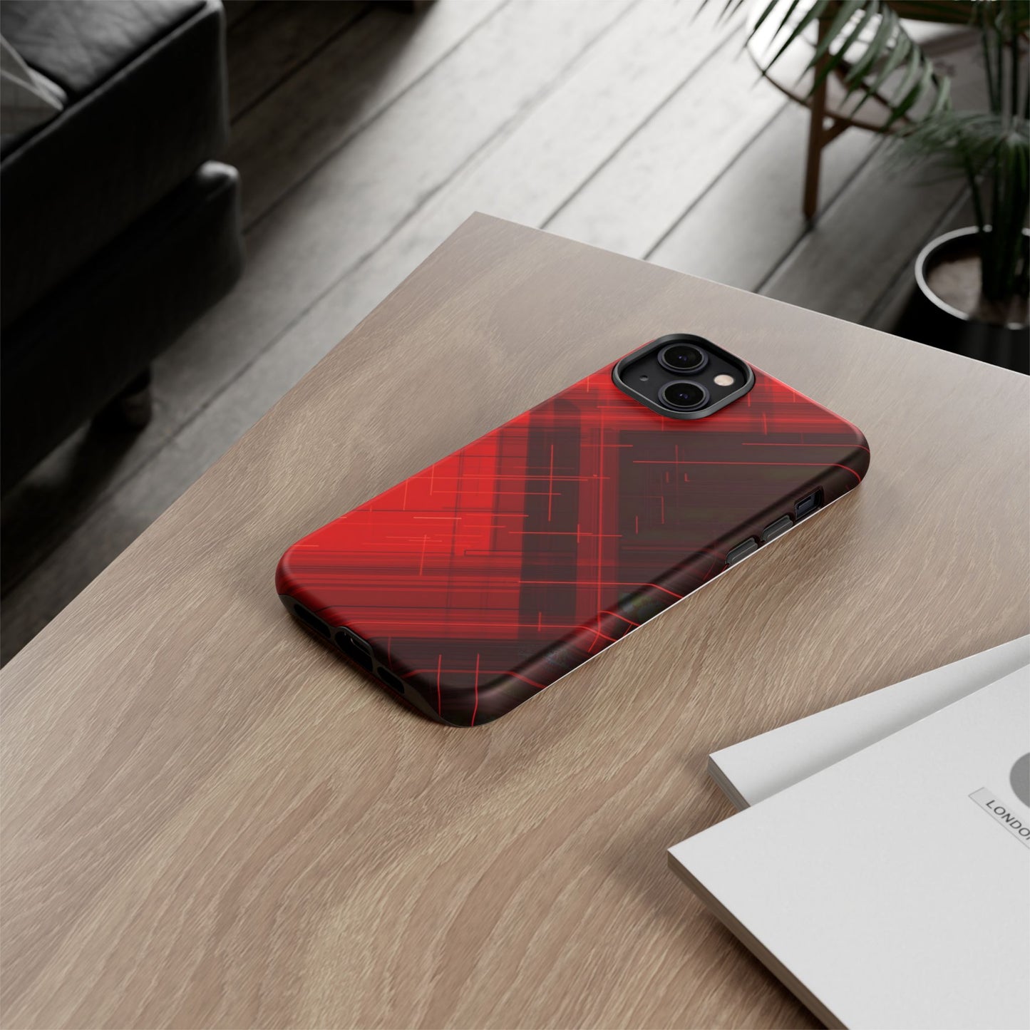 Abstract Red and Black Geometric Pattern