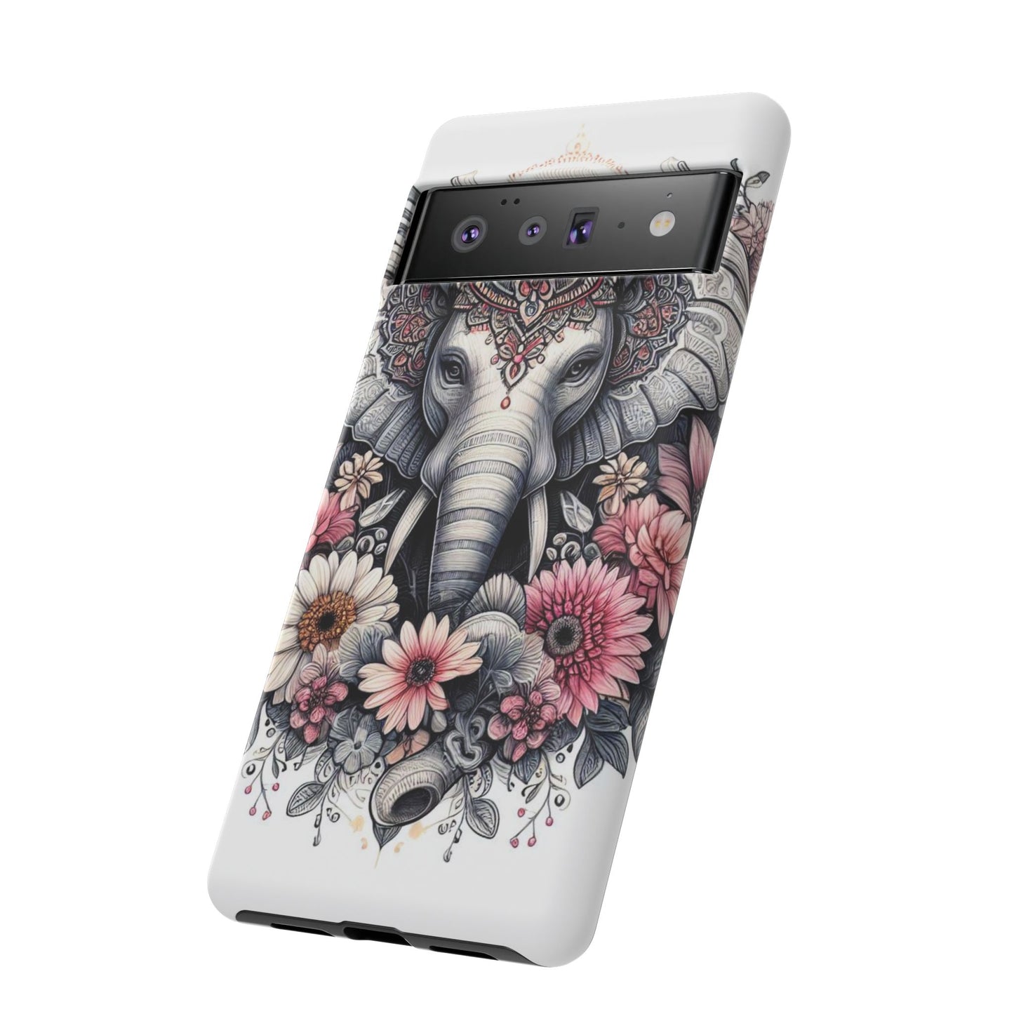 Royal Elephant Mandala Phone Case – Intricate Bohemian Floral Design