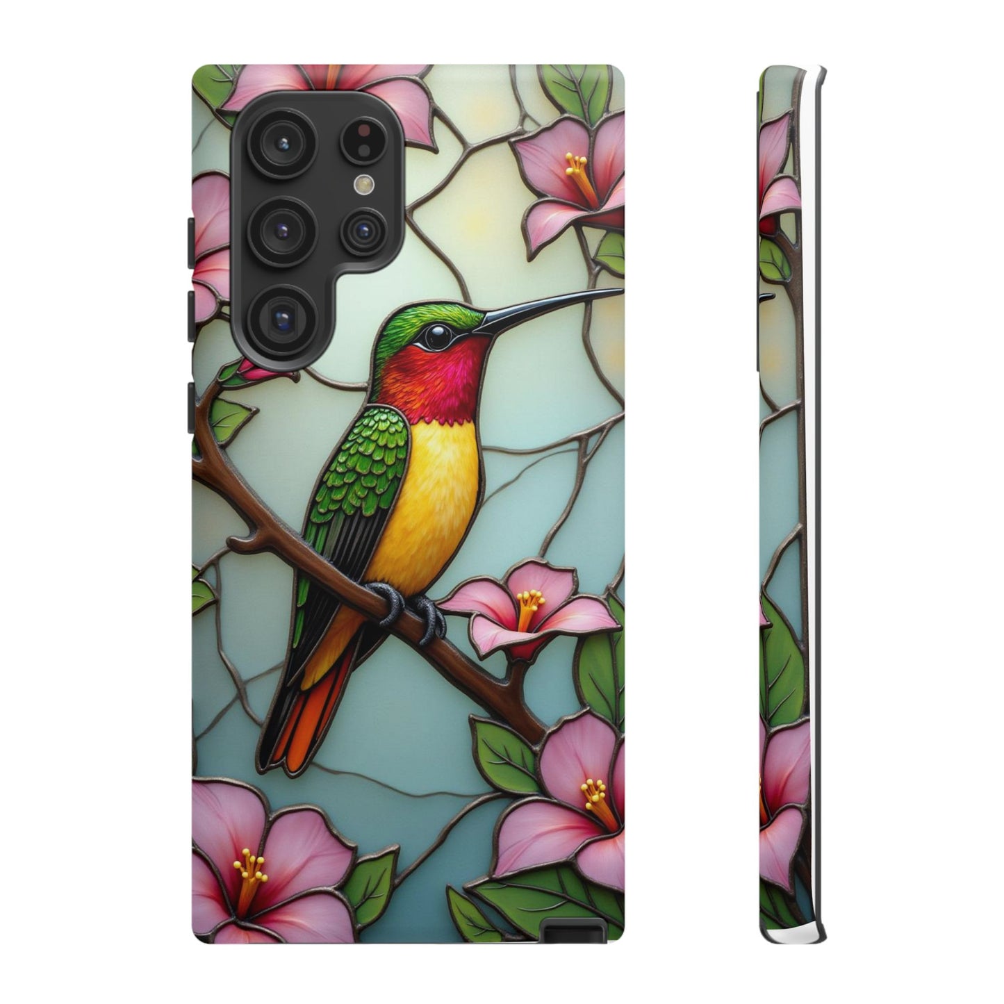 Elegant Hummingbird with Floral Mosaic | Artistic Nature Design