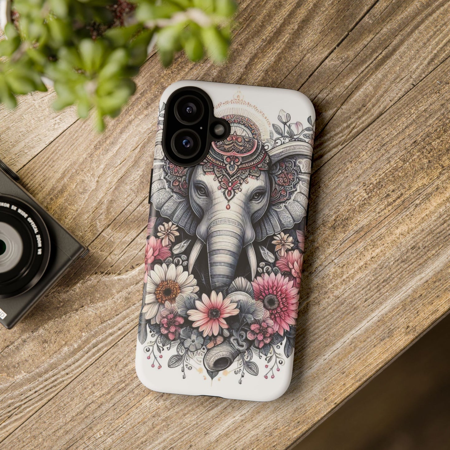 Royal Elephant Mandala Phone Case – Intricate Bohemian Floral Design