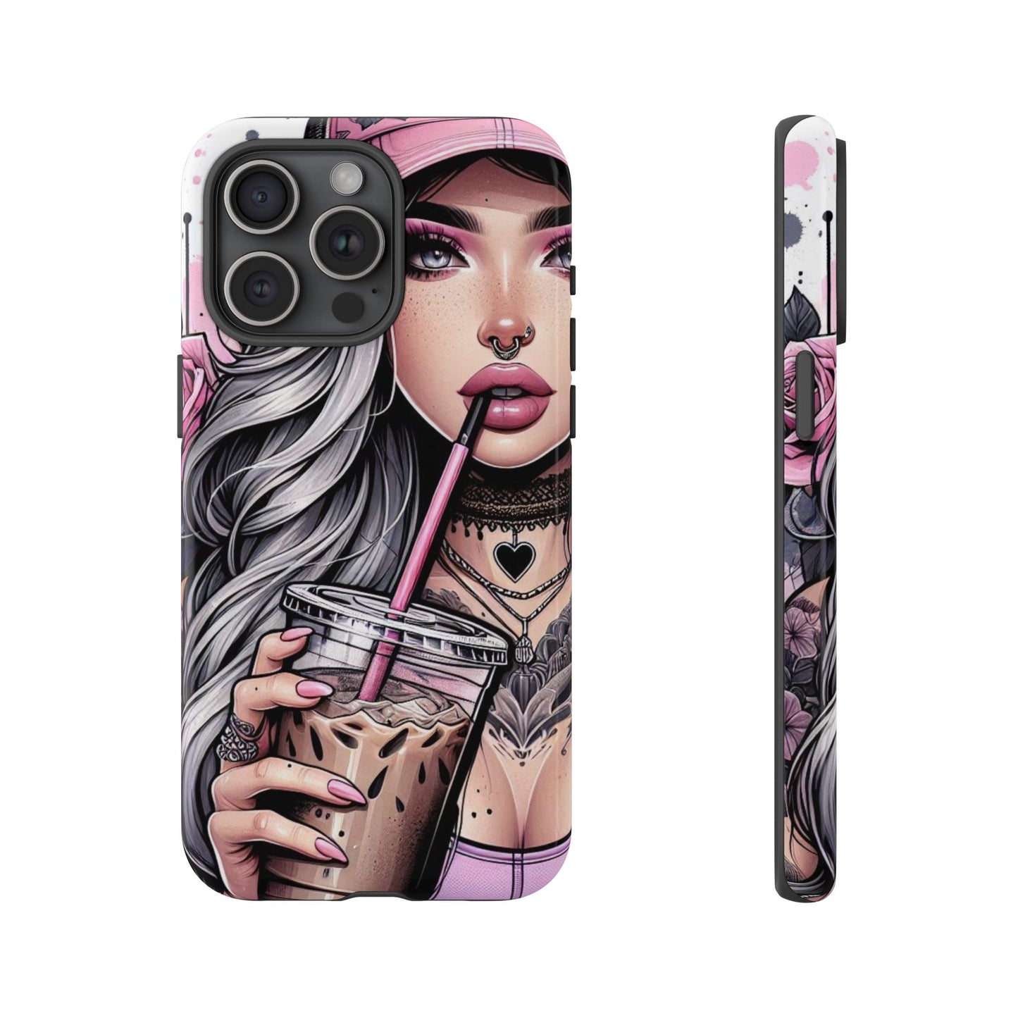 Pink Aesthetic Rebel – Iced Coffee & Inked Beauty Mobile Cover