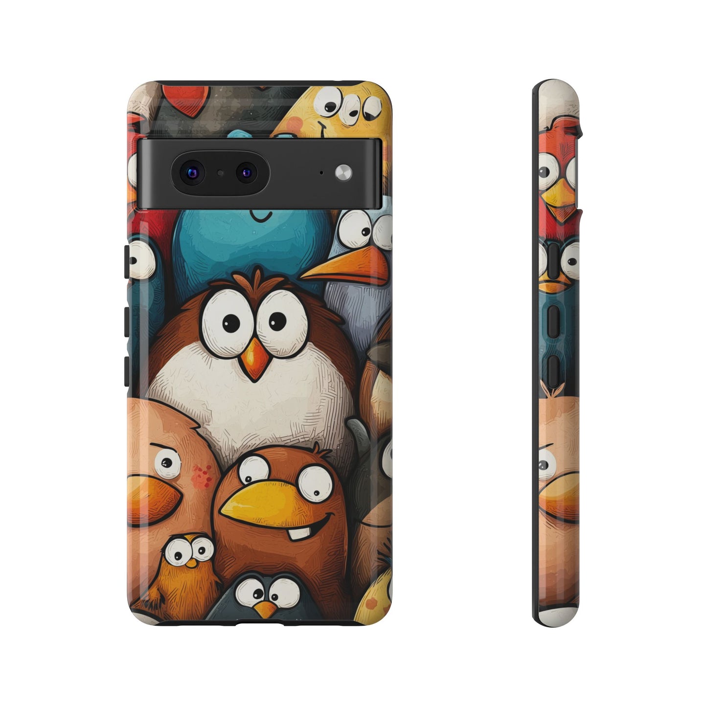 Quirky Bird Squad Anime Phone Case for iPhone, Samsung, Google Pixel