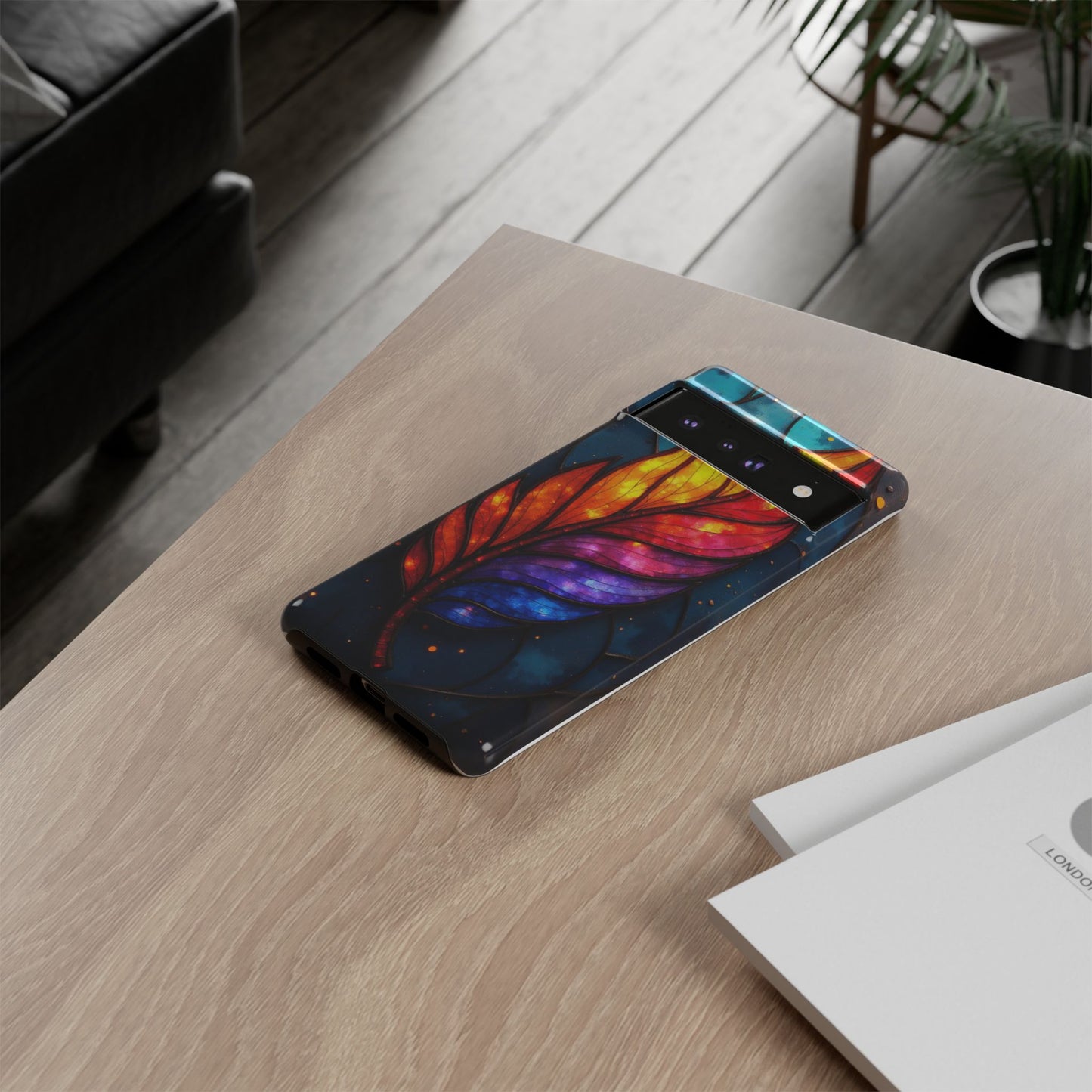 Vivid Feather: Stained Glass Abstract Art
