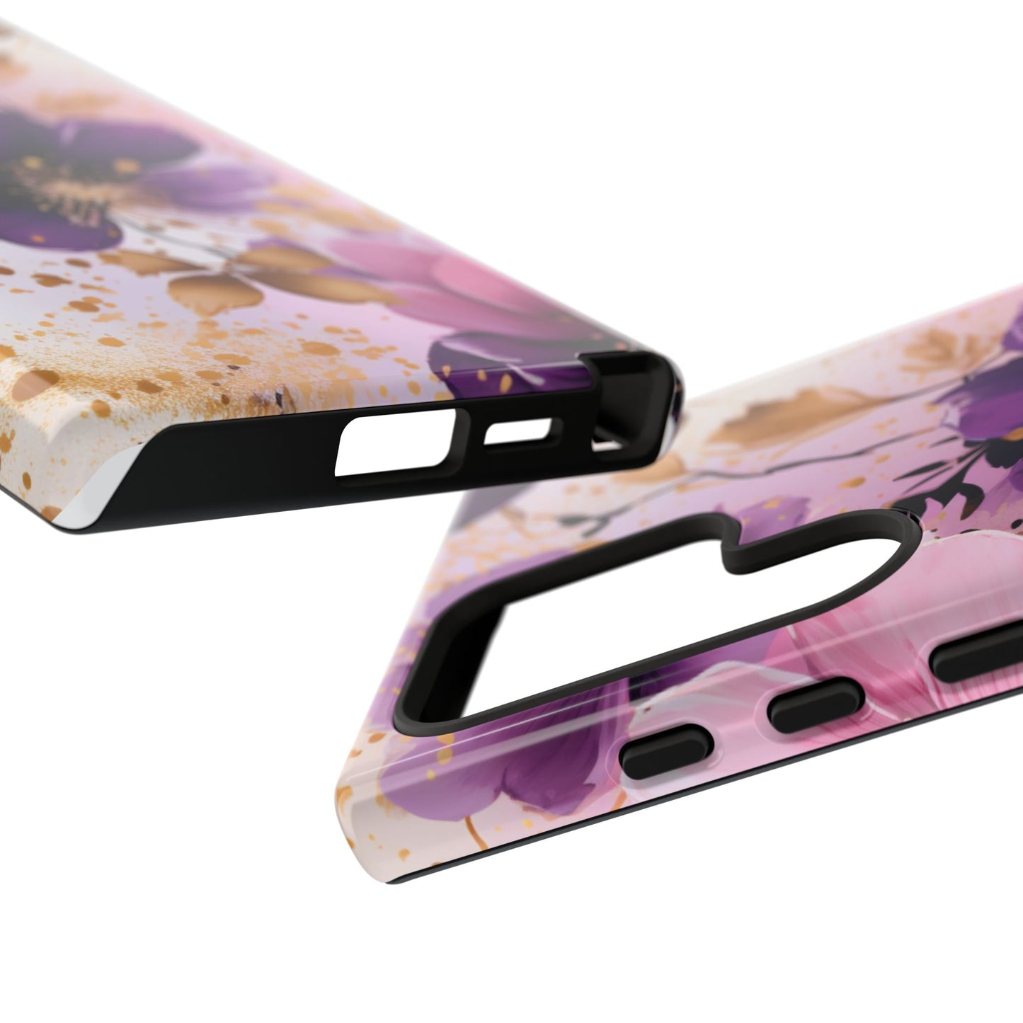 Luxury Purple & Gold Floral Aesthetic Mobile Case