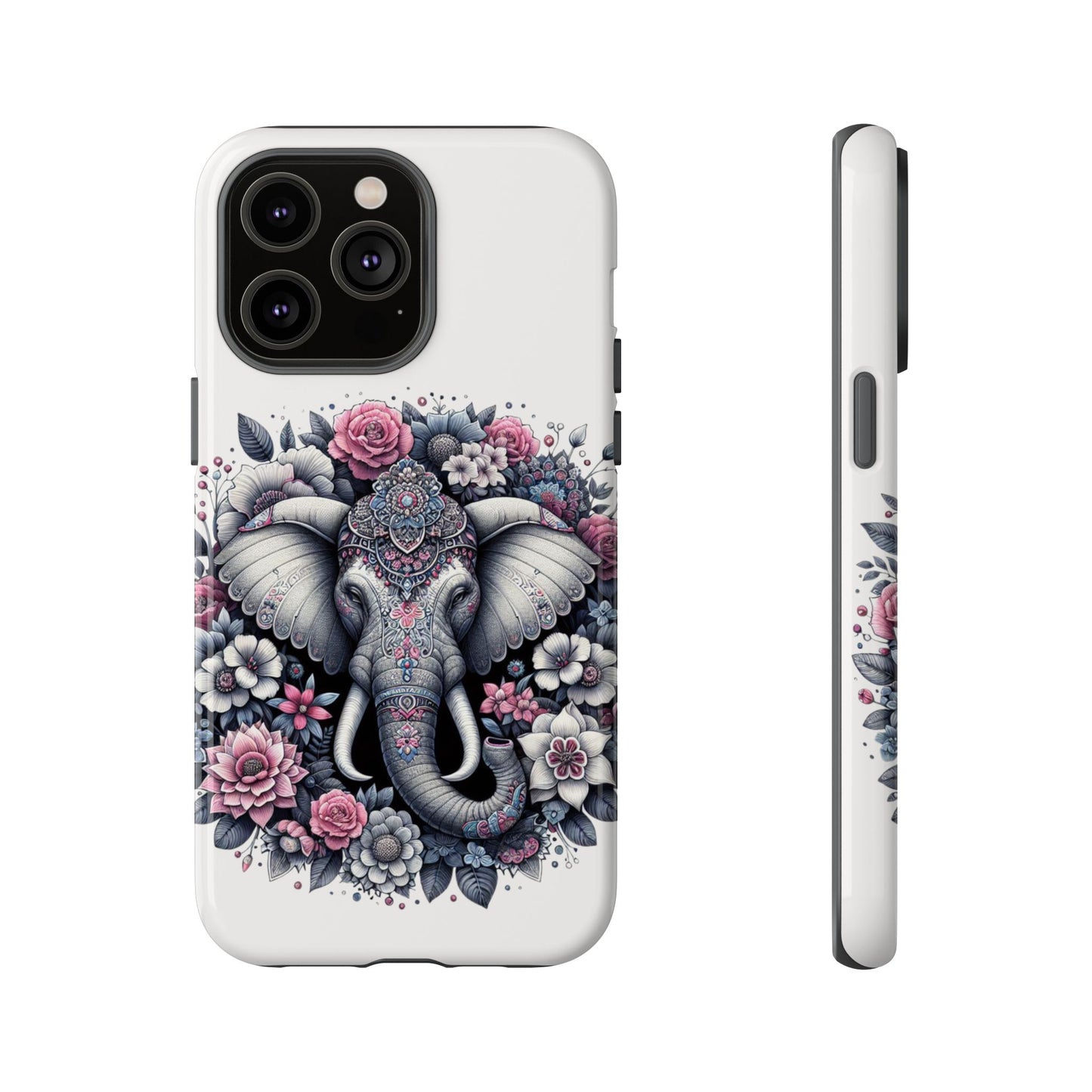 Ornate Floral Elephant Mobile Cover – Elegant Bohemian Art