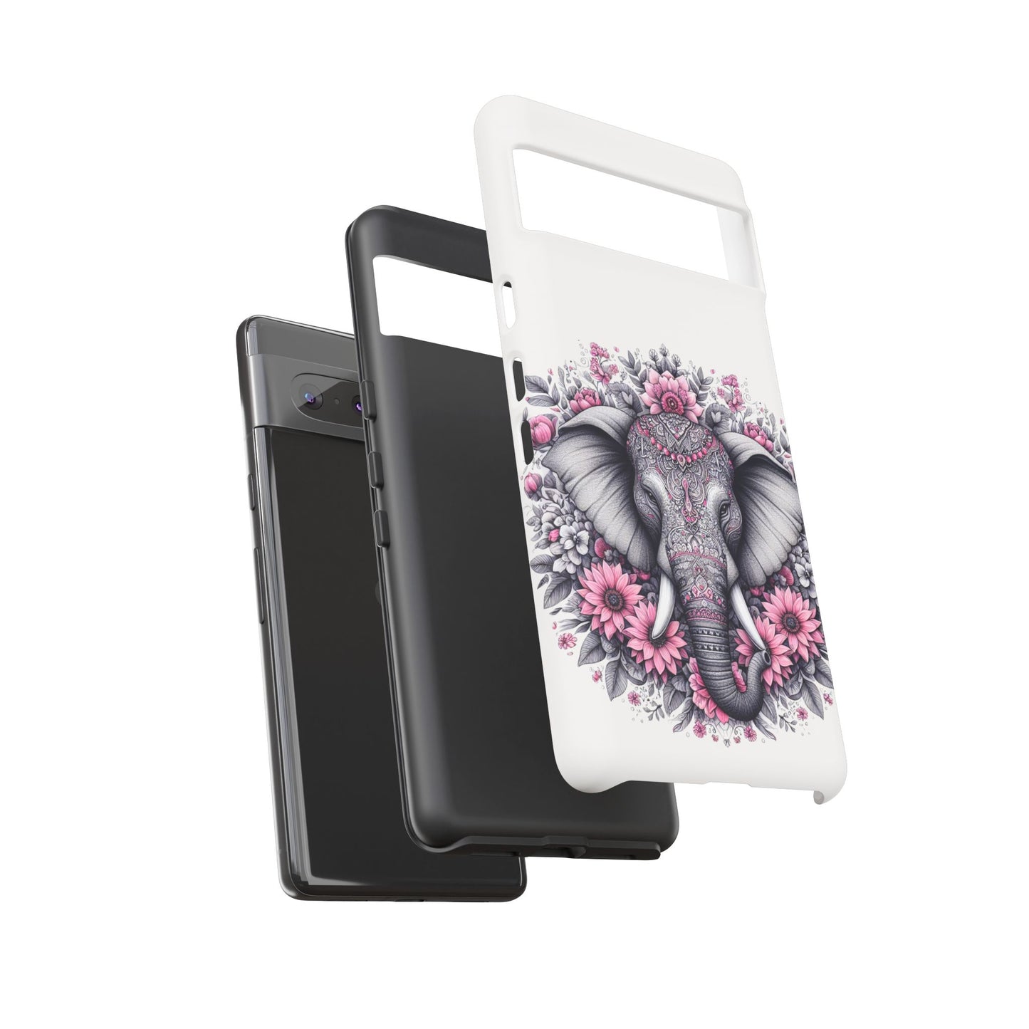 Intricate Floral Elephant Mobile Cover – Mandala-Inspired Boho Art