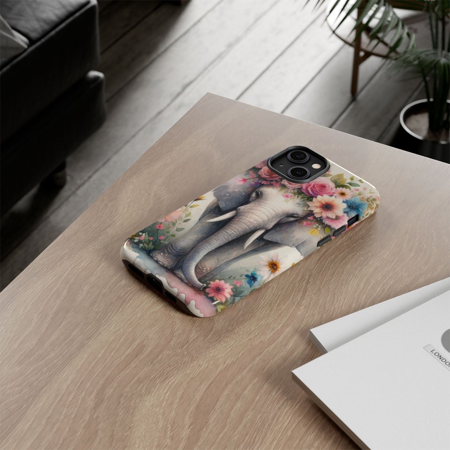 Watercolor Floral Elephant Mobile Cover – Dreamy Artistic Design
