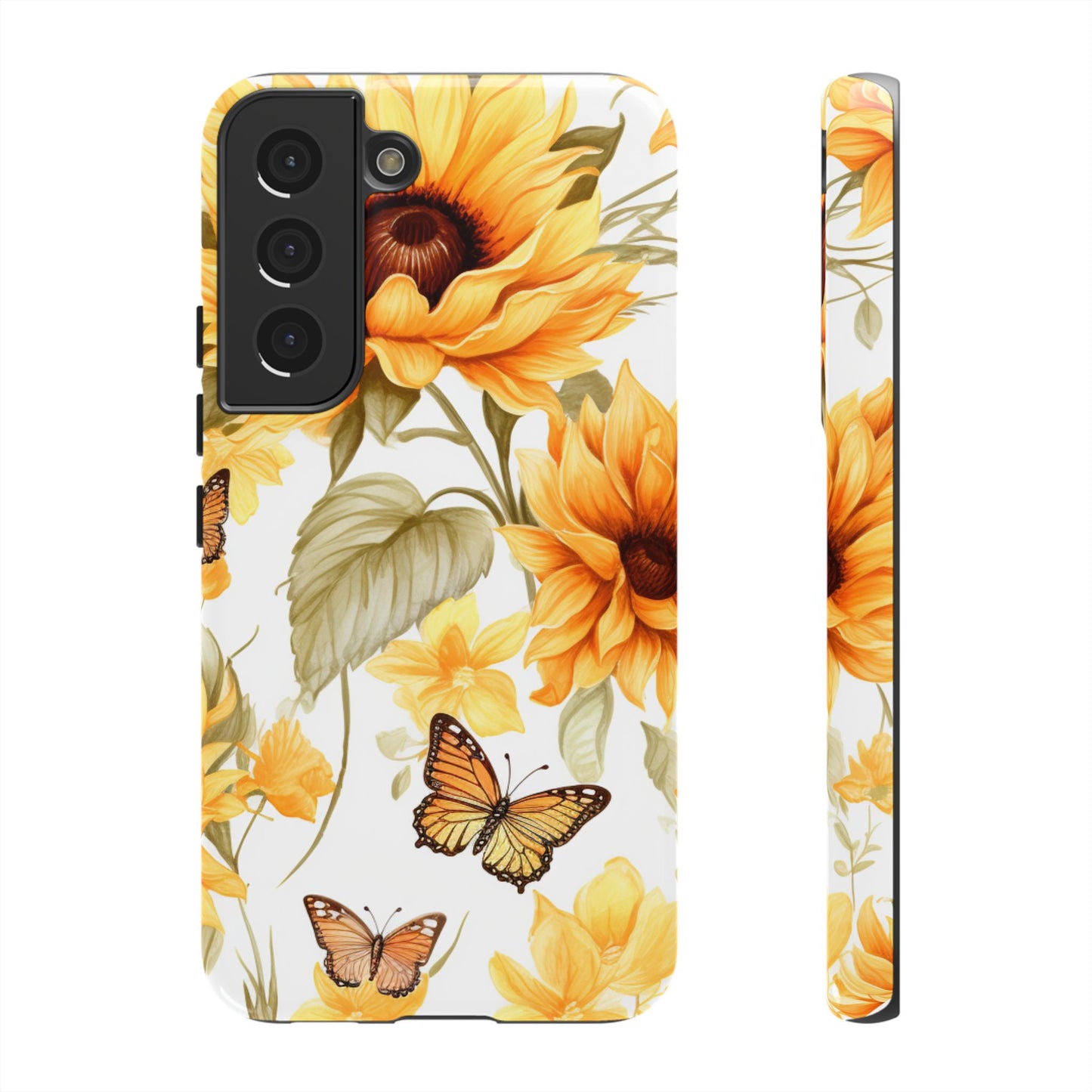 Golden Sunflower & Butterfly Phone Case – Warm & Elegant